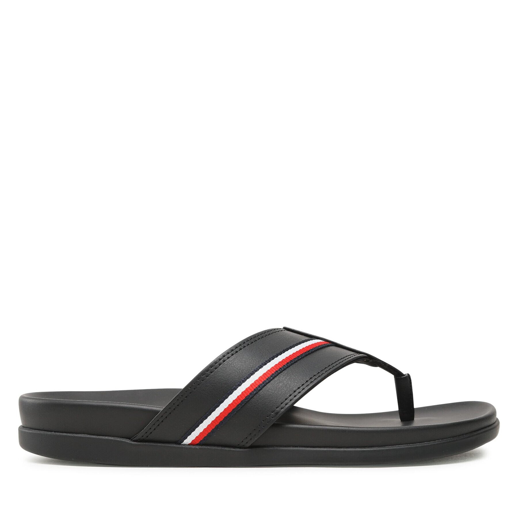 Tommy Hilfiger Japonke Leather Toe Post Sandal FM0FM04460 Črna - Pepit.si