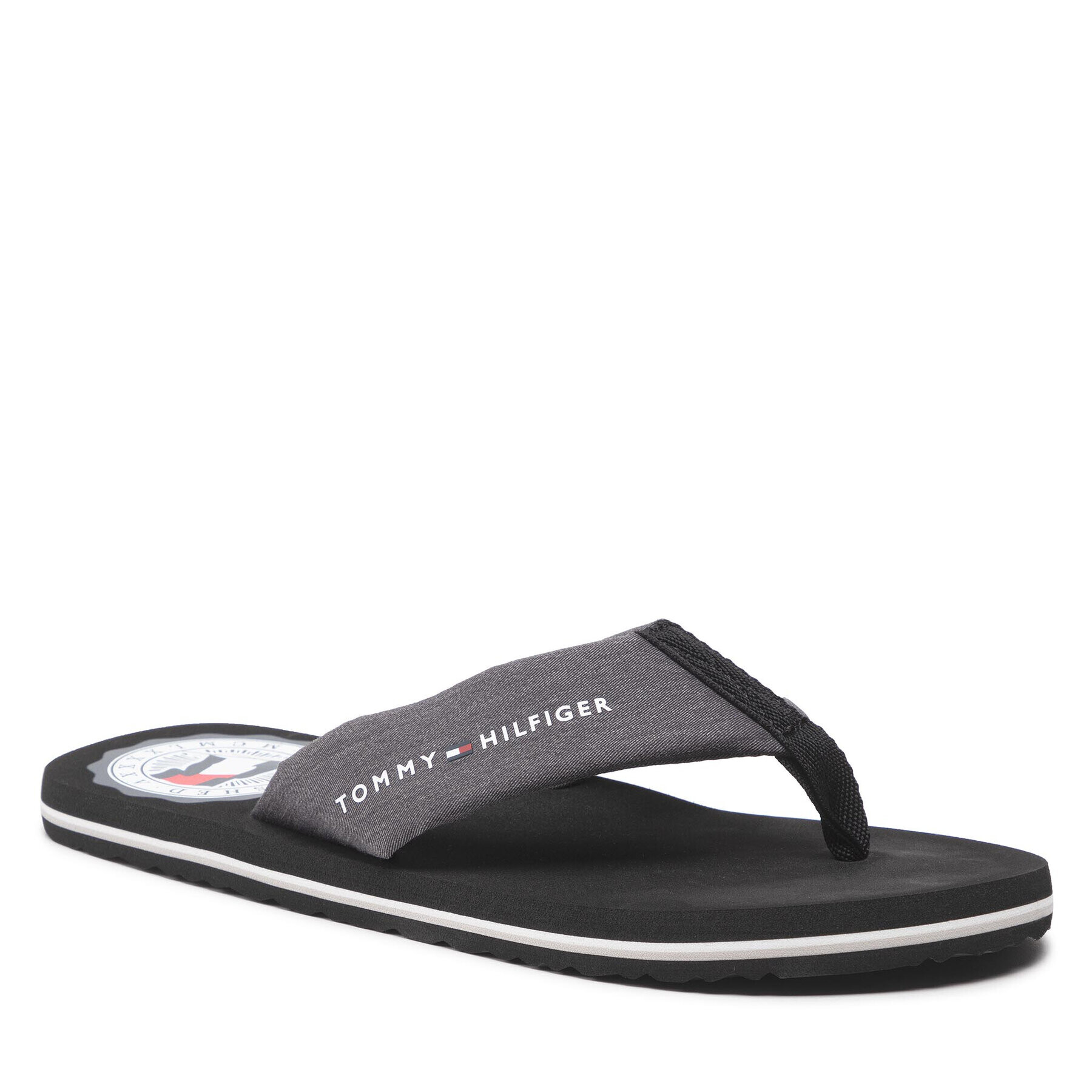 Tommy Hilfiger Japonke Recycled Chambray Beach Sandal FM0FM03983 Siva - Pepit.si