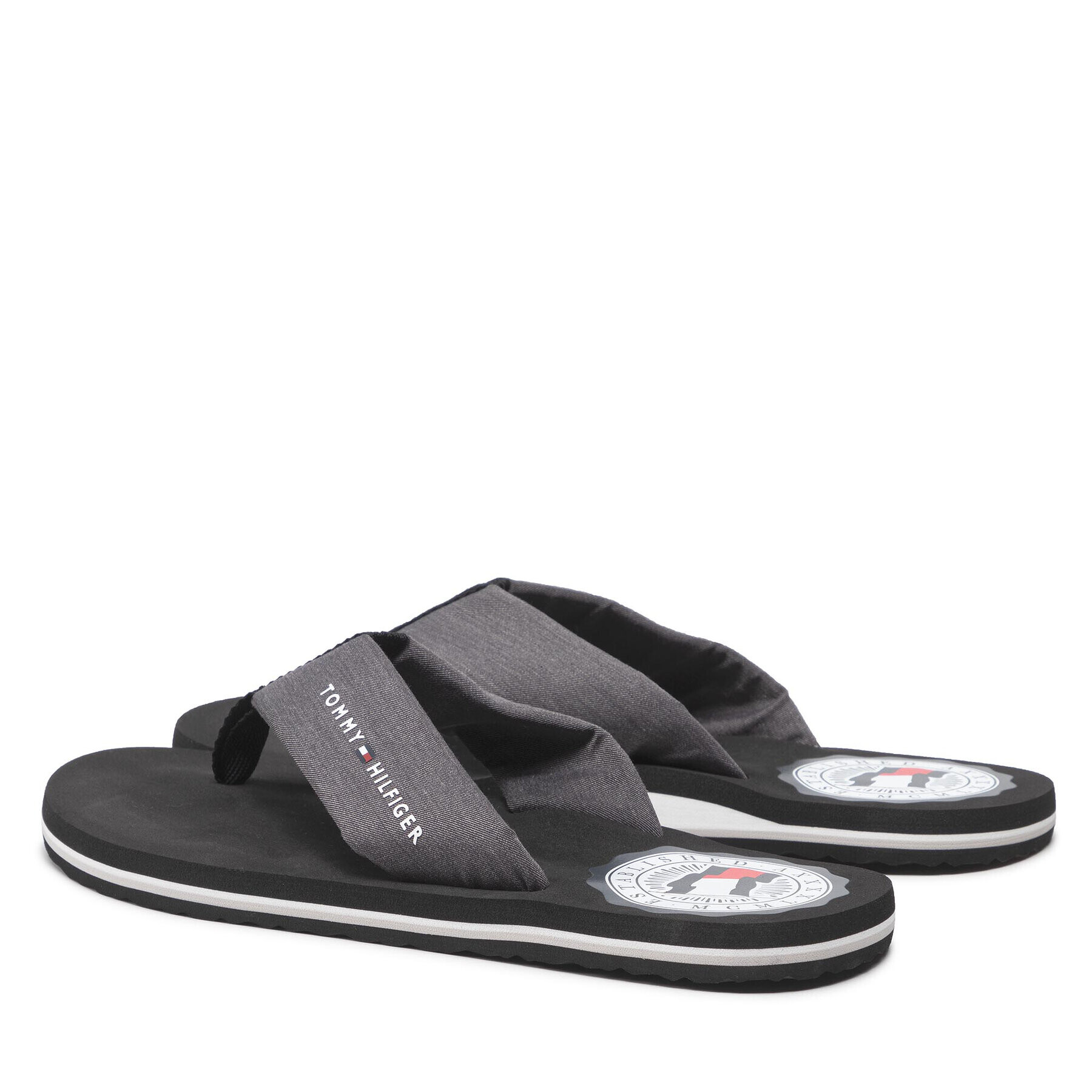 Tommy Hilfiger Japonke Recycled Chambray Beach Sandal FM0FM03983 Siva - Pepit.si