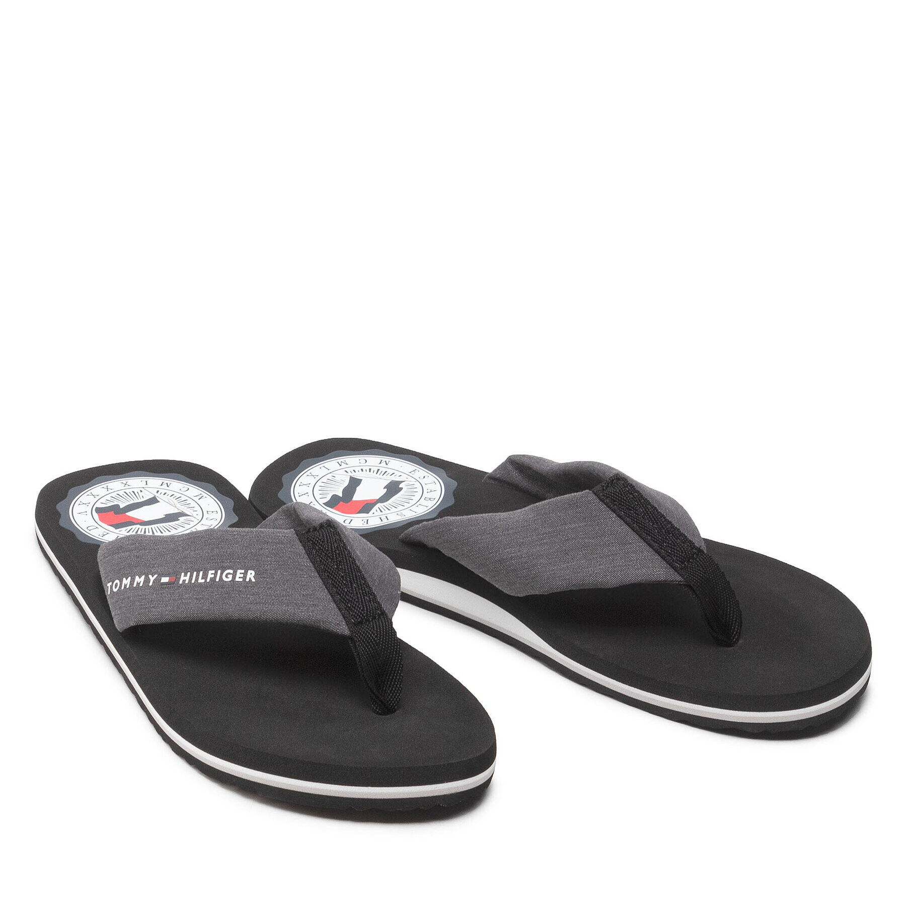 Tommy Hilfiger Japonke Recycled Chambray Beach Sandal FM0FM03983 Siva - Pepit.si