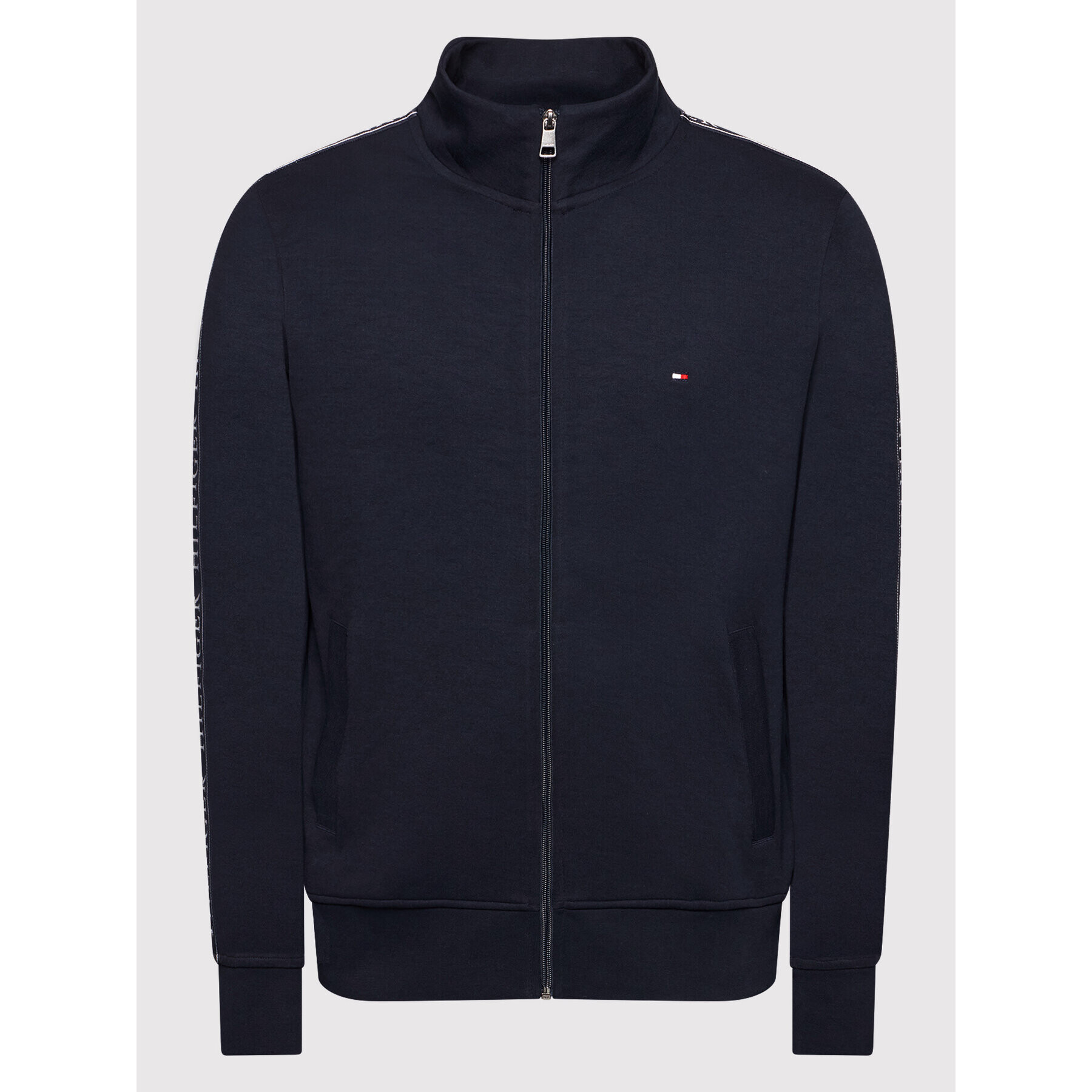 Tommy Hilfiger Jopa Branded Tape Zip Through MW0MW20314 Mornarsko modra Slim Fit - Pepit.si