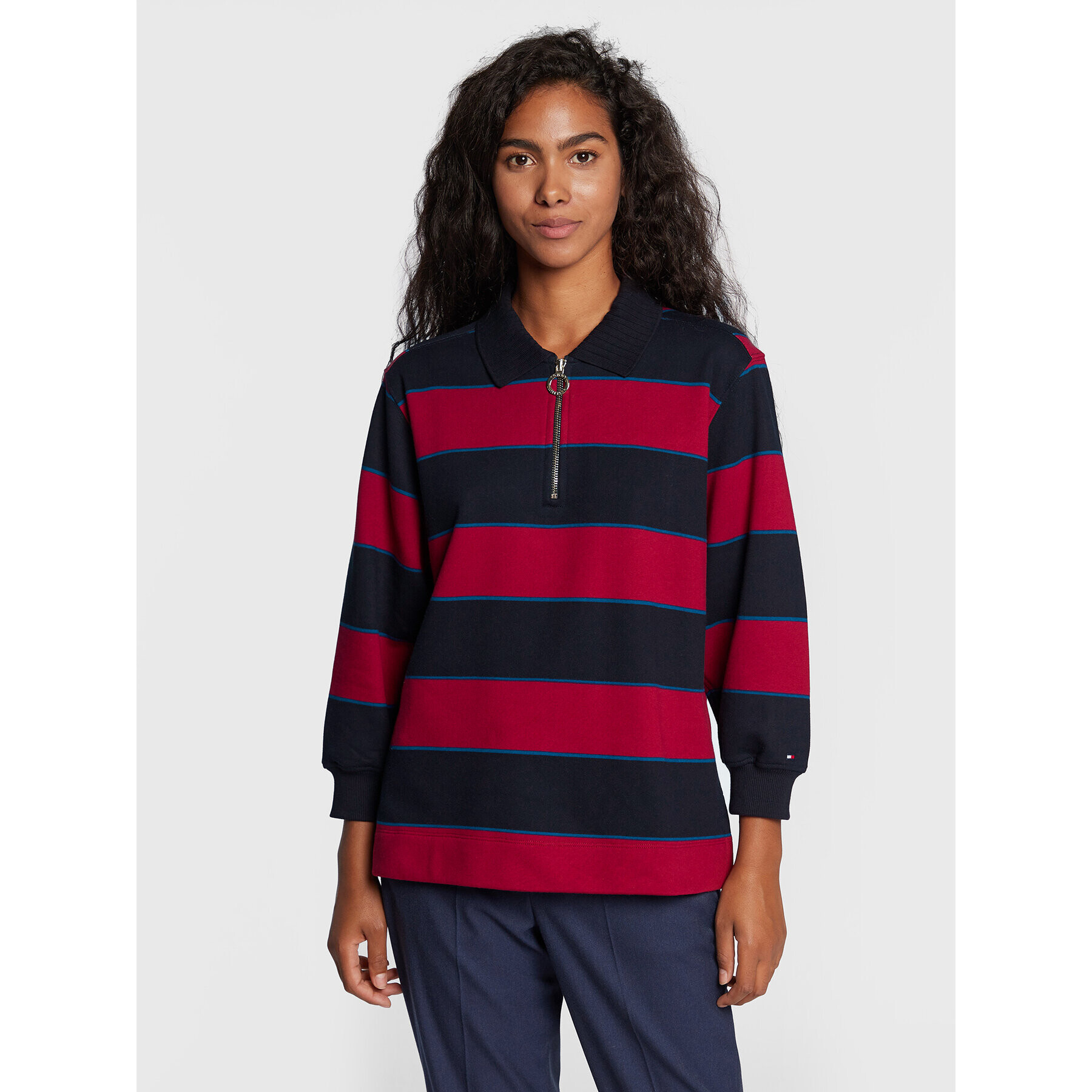 Tommy Hilfiger Jopa Half Zip Rugby WW0WW34698 Pisana Relaxed Fit - Pepit.si