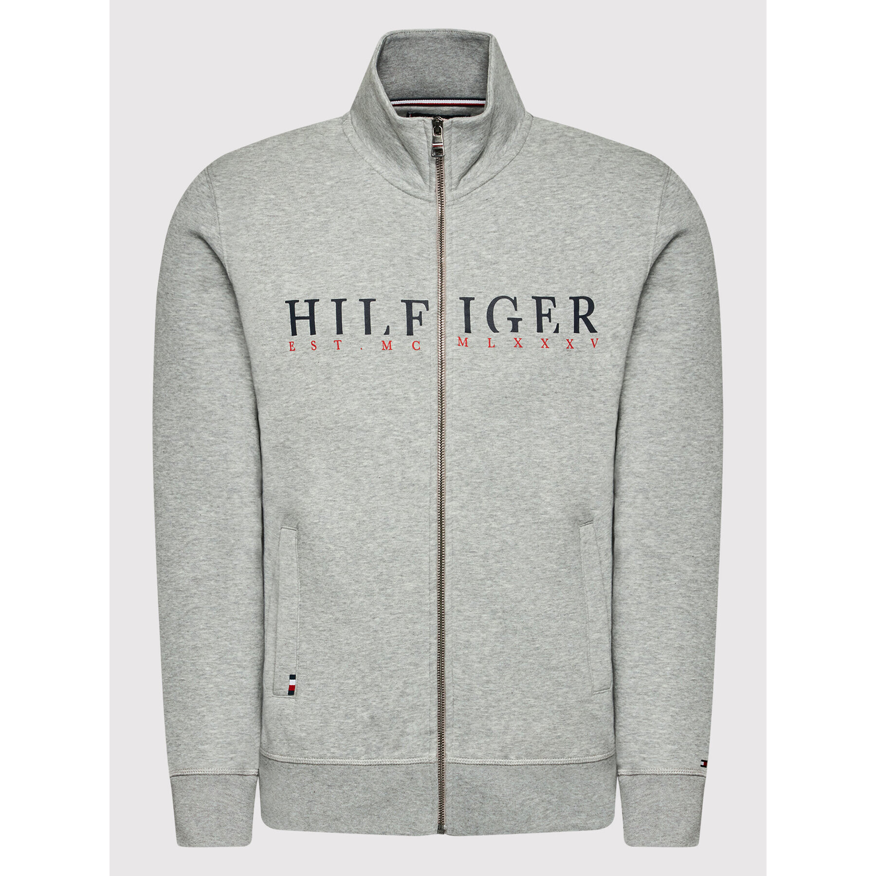 Tommy Hilfiger Jopa Logo Zip Through MW0MW22147 Siva Regular Fit - Pepit.si