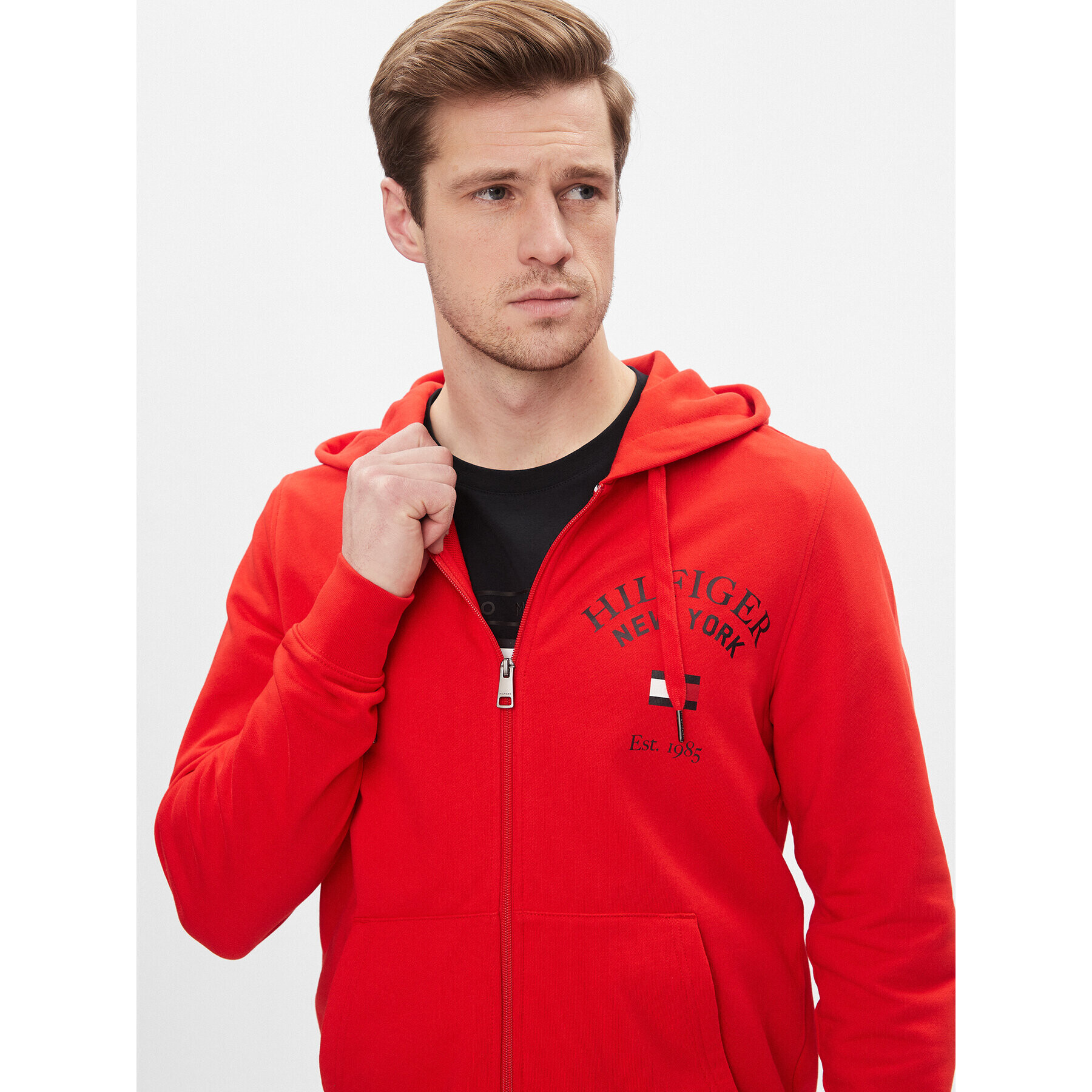 Tommy Hilfiger Jopa Wcc Arched Varsity Zip Thru MW0MW33644 Rdeča Regular Fit - Pepit.si