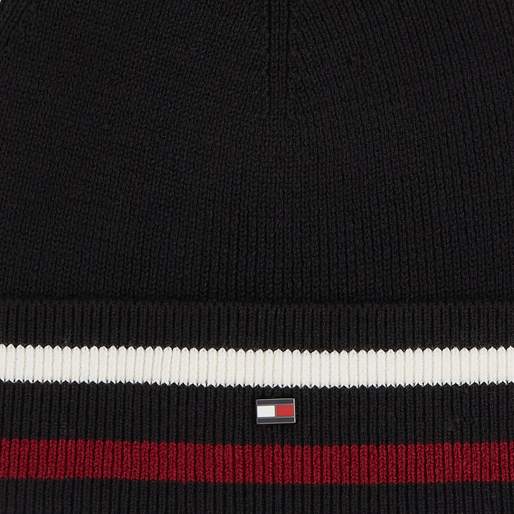 Tommy Hilfiger Kapa Elevated Wool Flag Beanie AM0AM11497 Črna - Pepit.si