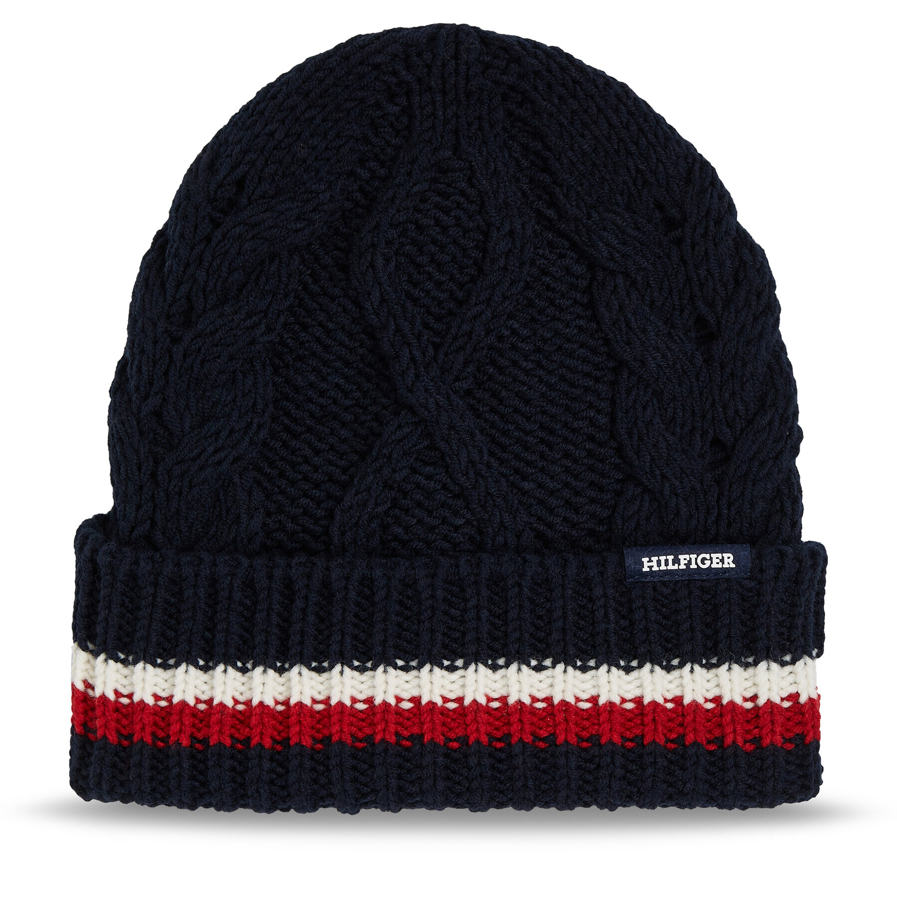 Tommy Hilfiger Kapa Monotype Chunky Knit Beanie AM0AM11506 Mornarsko modra - Pepit.si