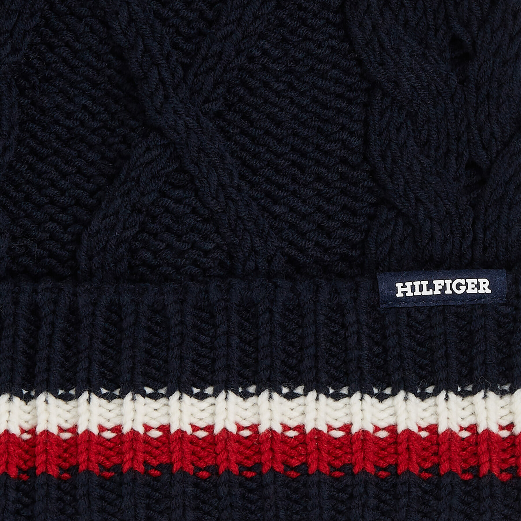 Tommy Hilfiger Kapa Monotype Chunky Knit Beanie AM0AM11506 Mornarsko modra - Pepit.si