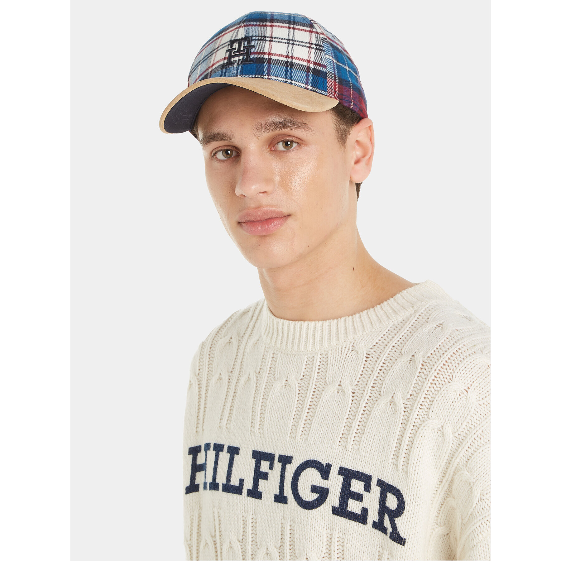 Tommy Hilfiger Kapa s šiltom Th Monogram Tartan Cap AM0AM11991 Modra - Pepit.si