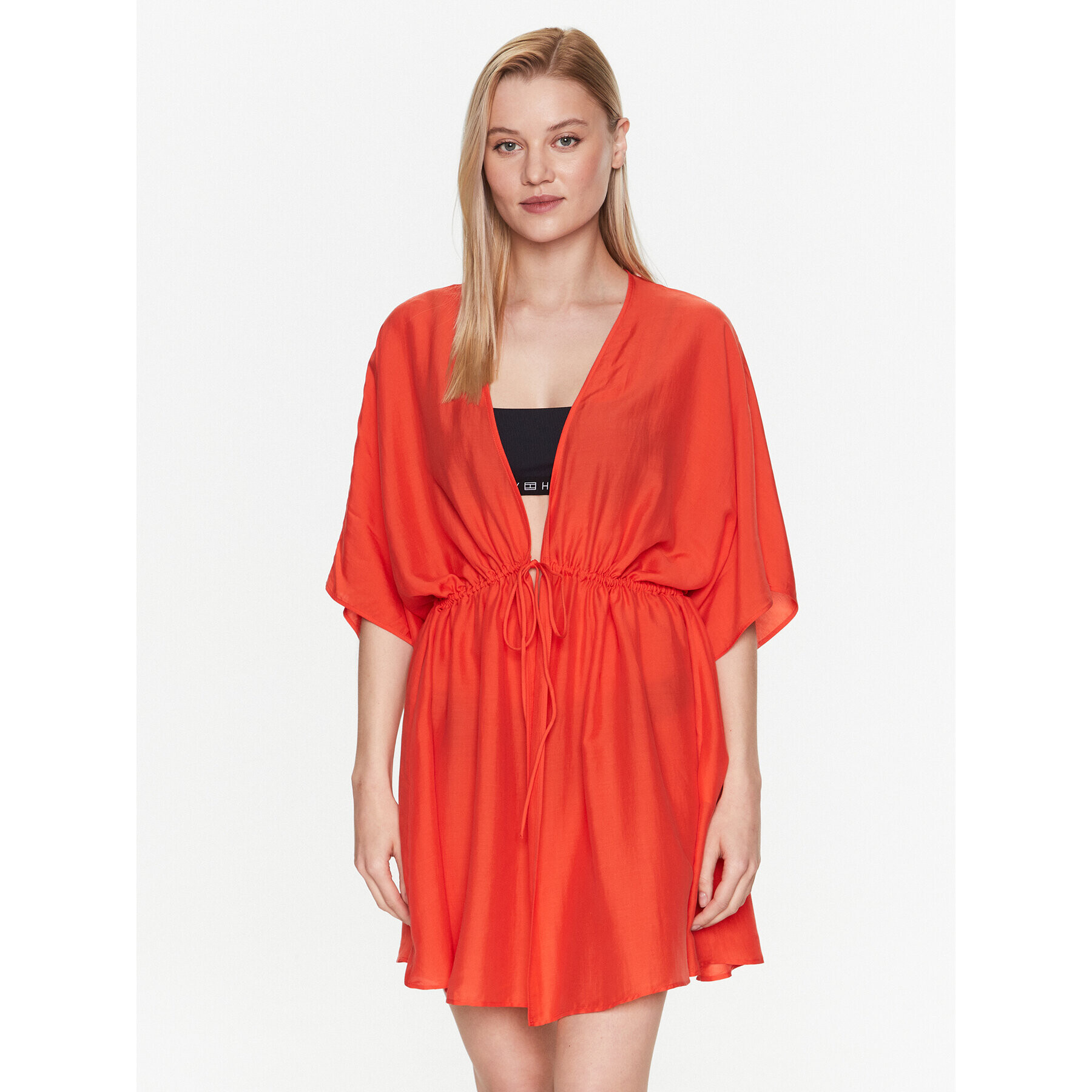 Tommy Hilfiger Kimono Cover Up UW0UW04613 Oranžna Regular Fit - Pepit.si