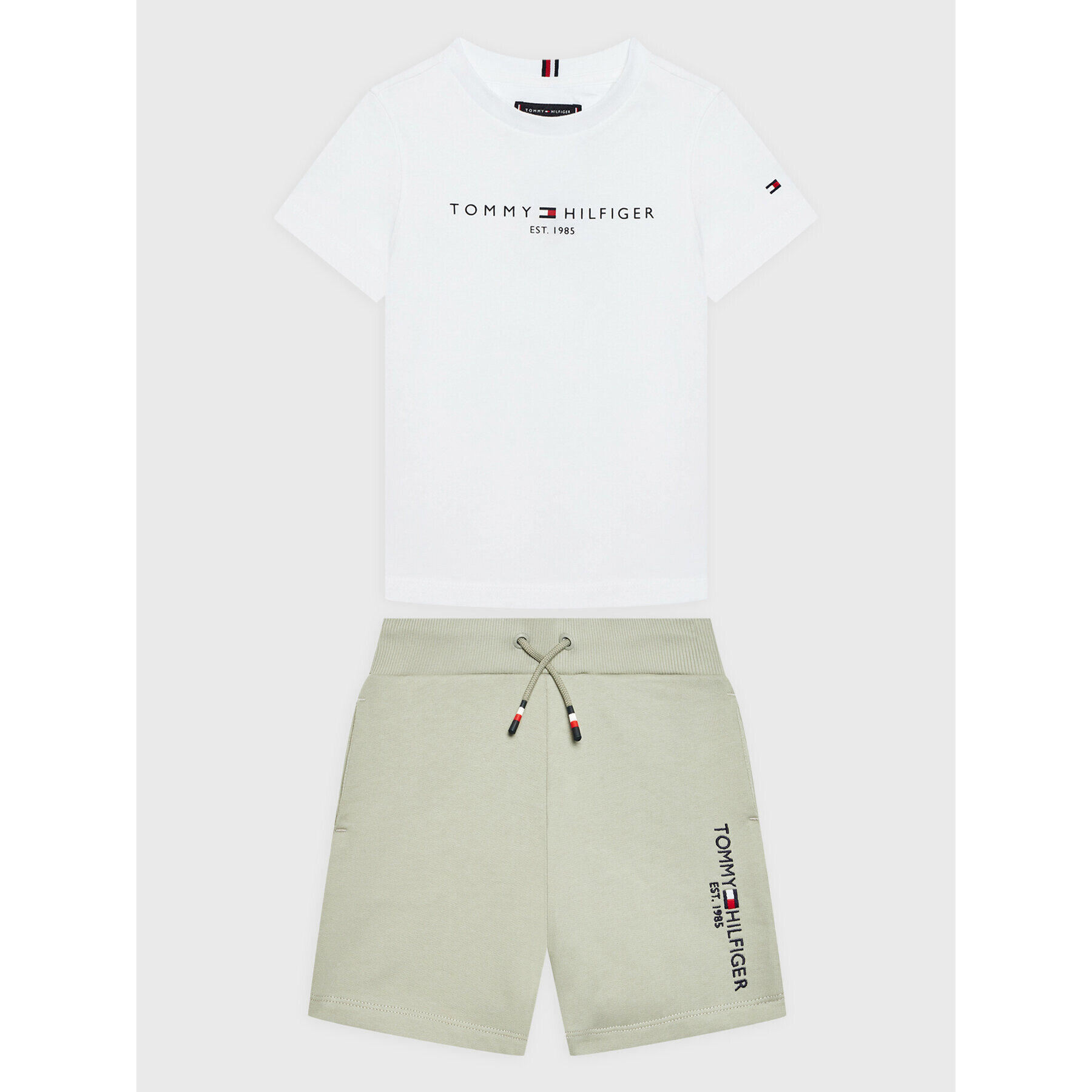 Tommy Hilfiger Komplet majica in športne kratke hlače Essential Summer KB0KB07436 M Pisana Regular Fit - Pepit.si