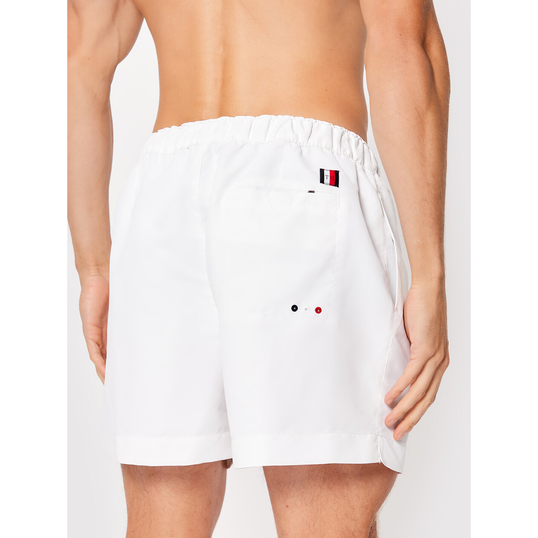 Tommy Hilfiger Kopalne hlače Medium Drawstring UM0UM02299 Bela Regular Fit - Pepit.si