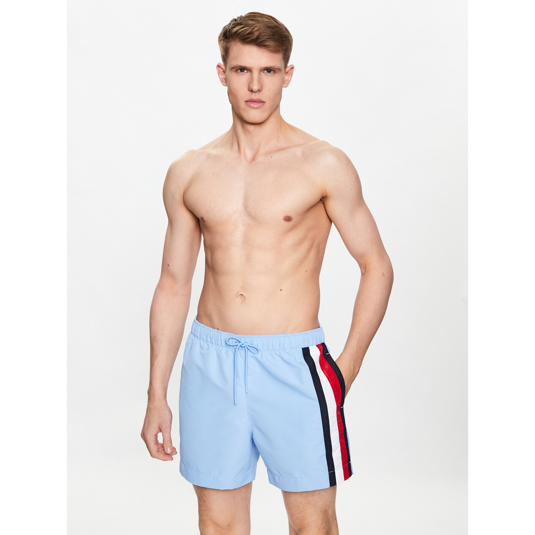 Tommy Hilfiger Kratke hlače za na plažo Medium Drawstring UM0UM02857 Modra Regular Fit - Pepit.si