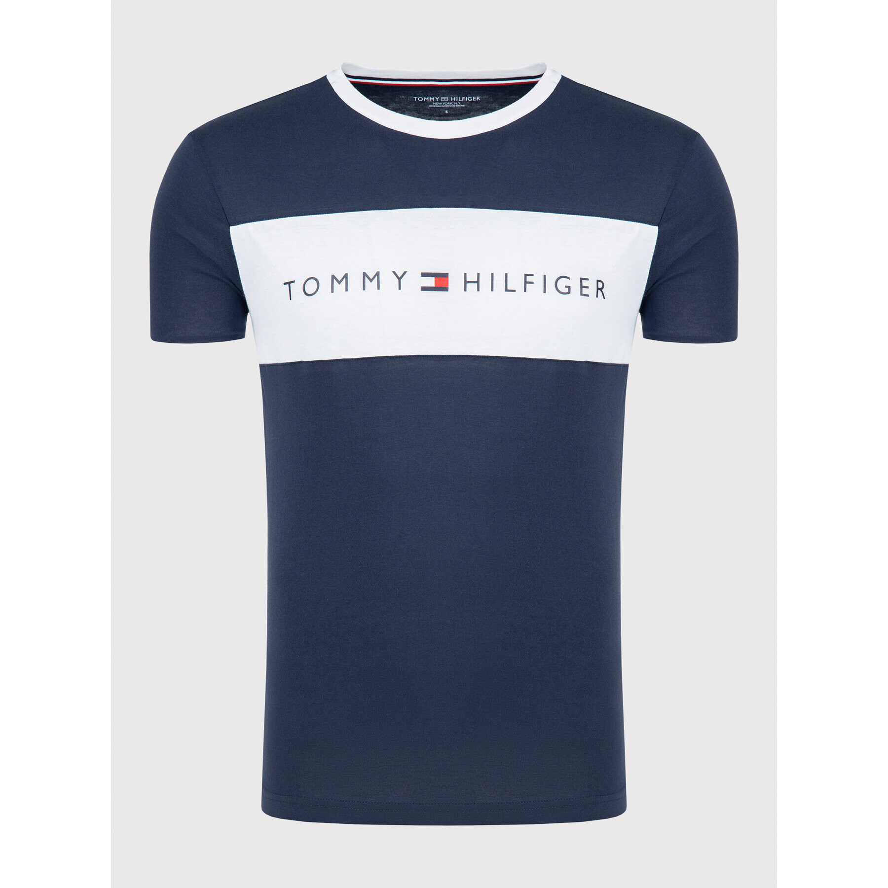 Tommy Hilfiger Majica Logo Flag UM0UM01170 Mornarsko modra Regular Fit - Pepit.si