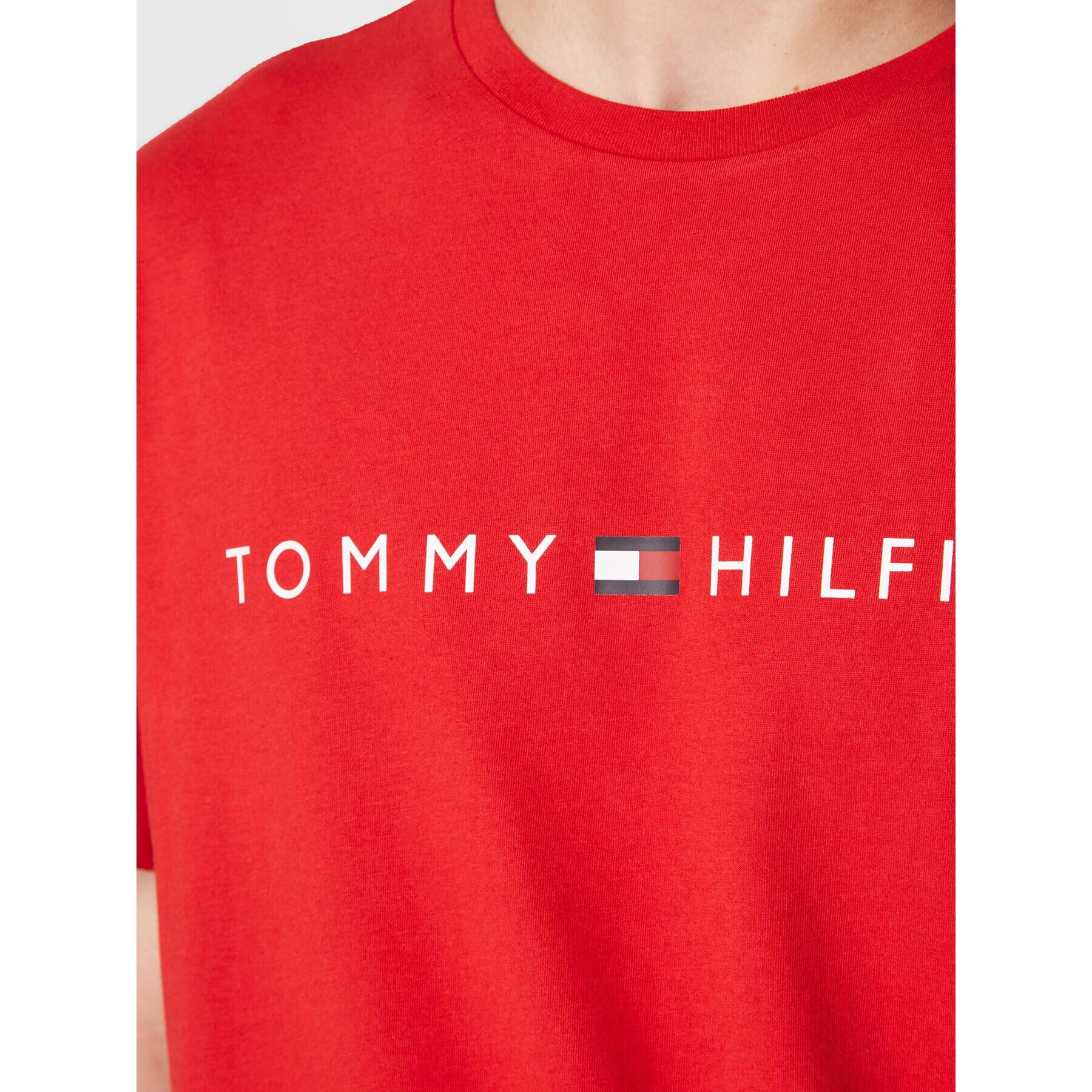 Tommy Hilfiger Majica Logo UM0UM01434 Rdeča Regular Fit - Pepit.si