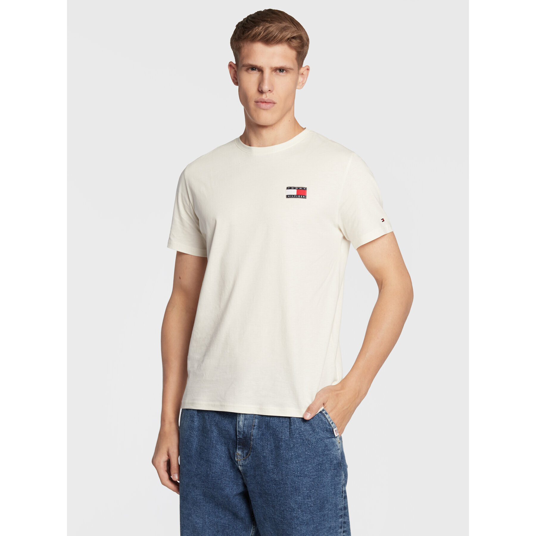 Tommy Hilfiger Majica UM0UM02704 Bež Relaxed Fit - Pepit.si