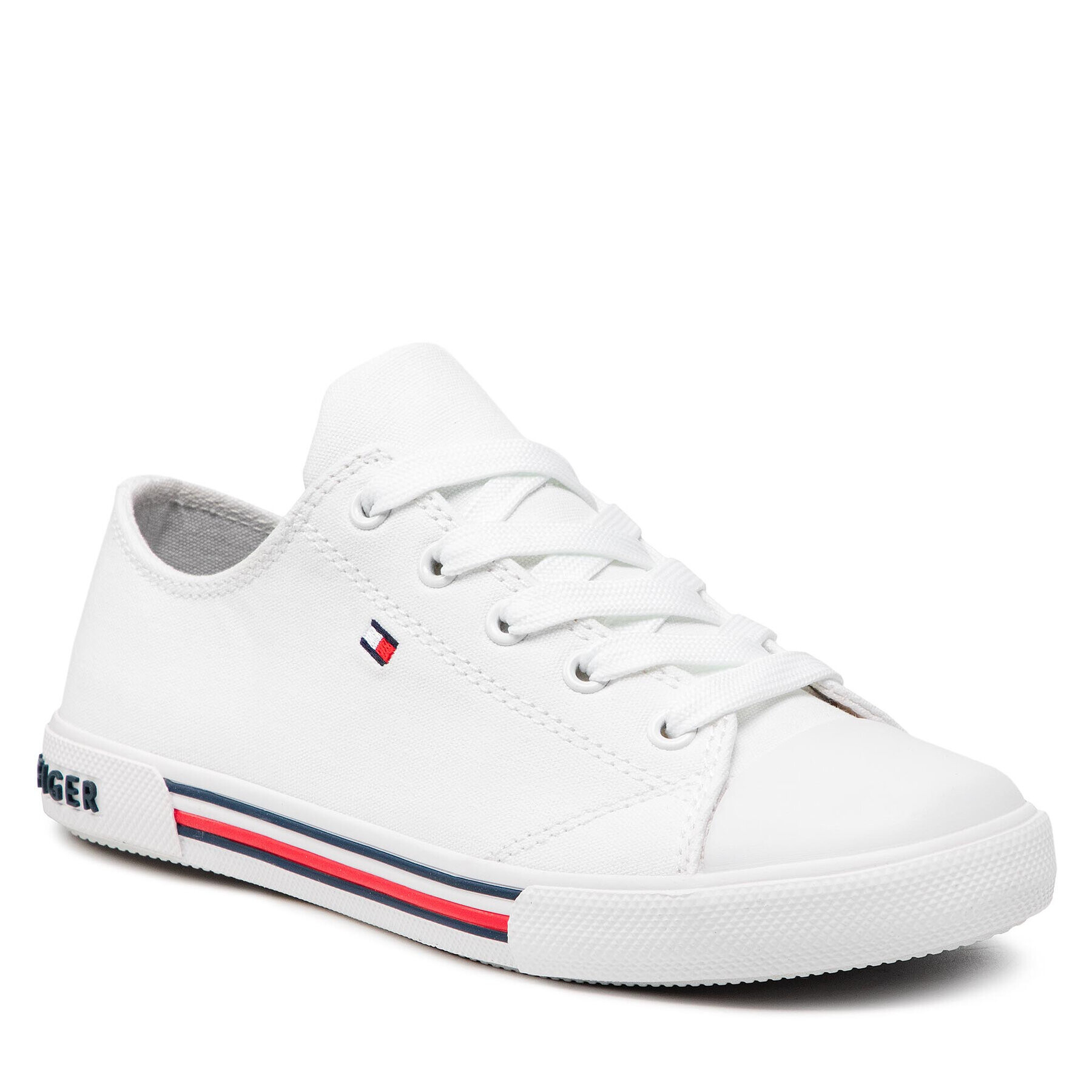 Tommy Hilfiger Modne superge Low Cut Lace Up Sneaker T3X4-30692-0890 S Bela - Pepit.si