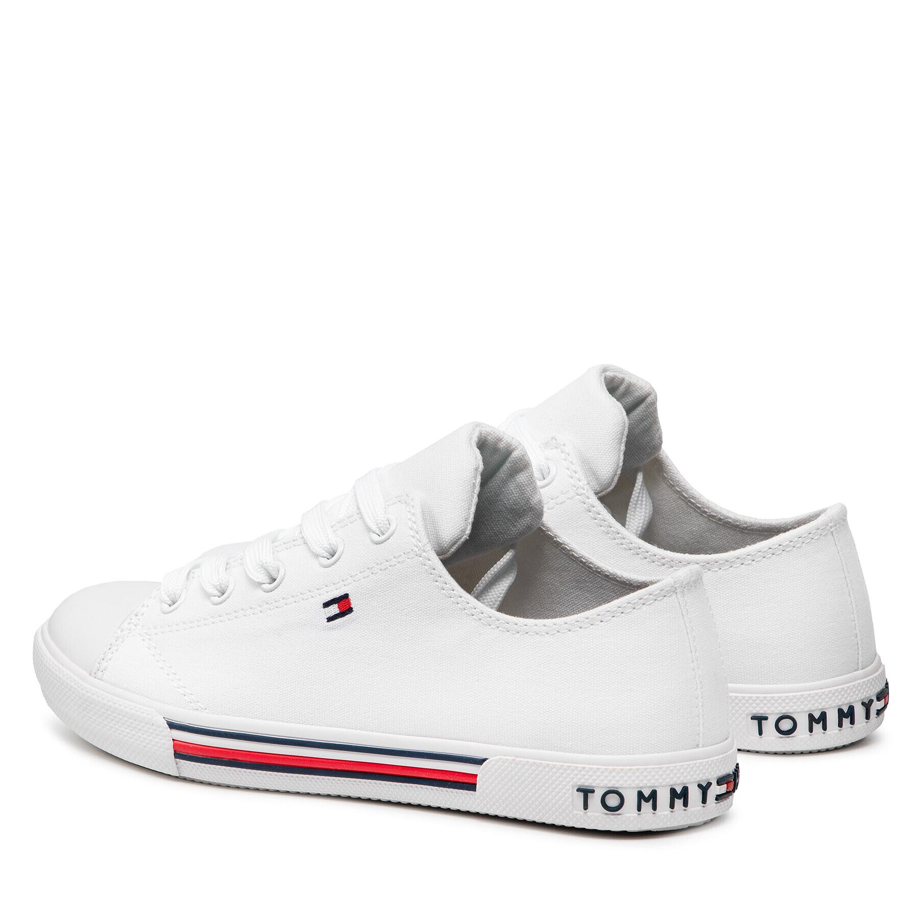 Tommy Hilfiger Modne superge Low Cut Lace Up Sneaker T3X4-30692-0890 S Bela - Pepit.si