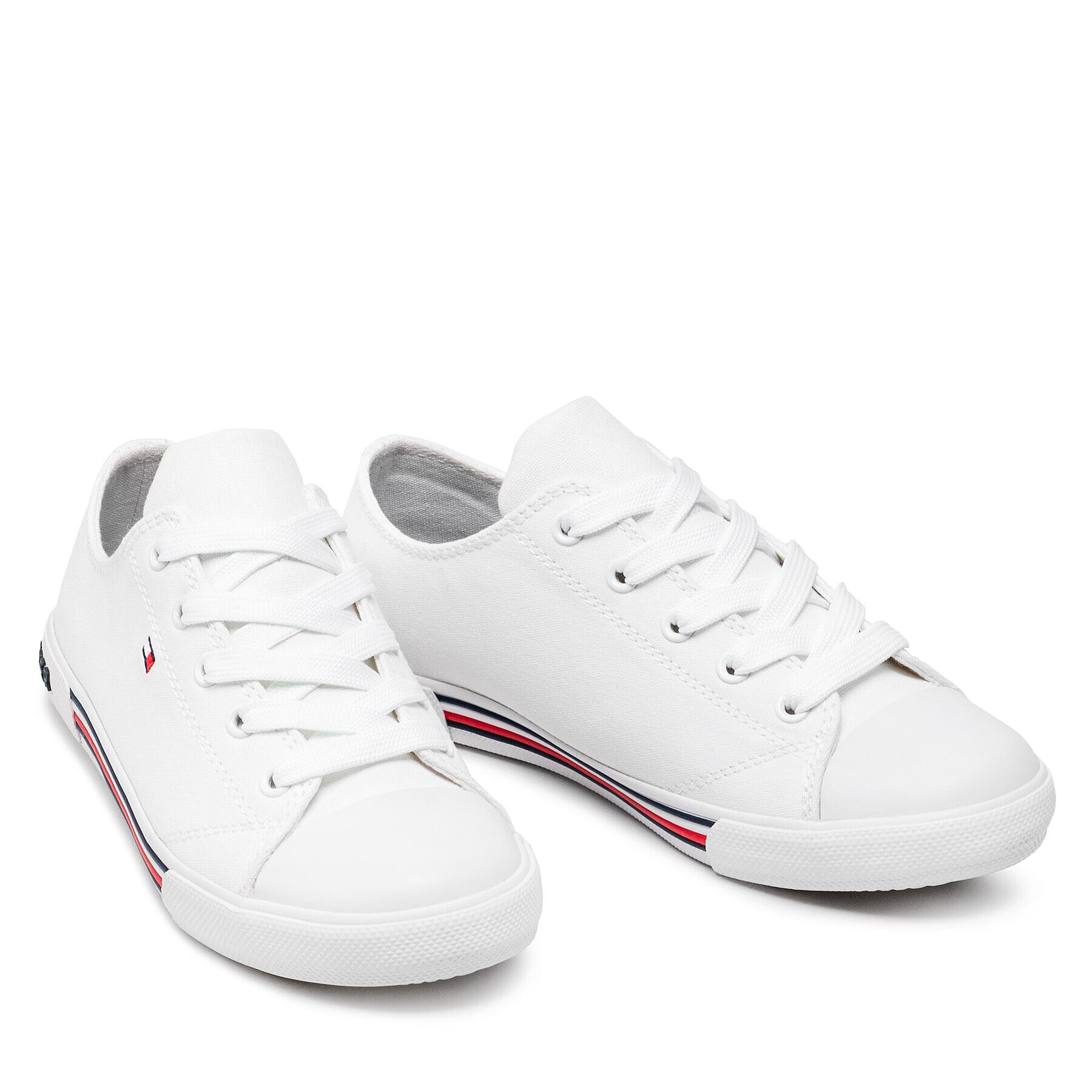 Tommy Hilfiger Modne superge Low Cut Lace Up Sneaker T3X4-30692-0890 S Bela - Pepit.si