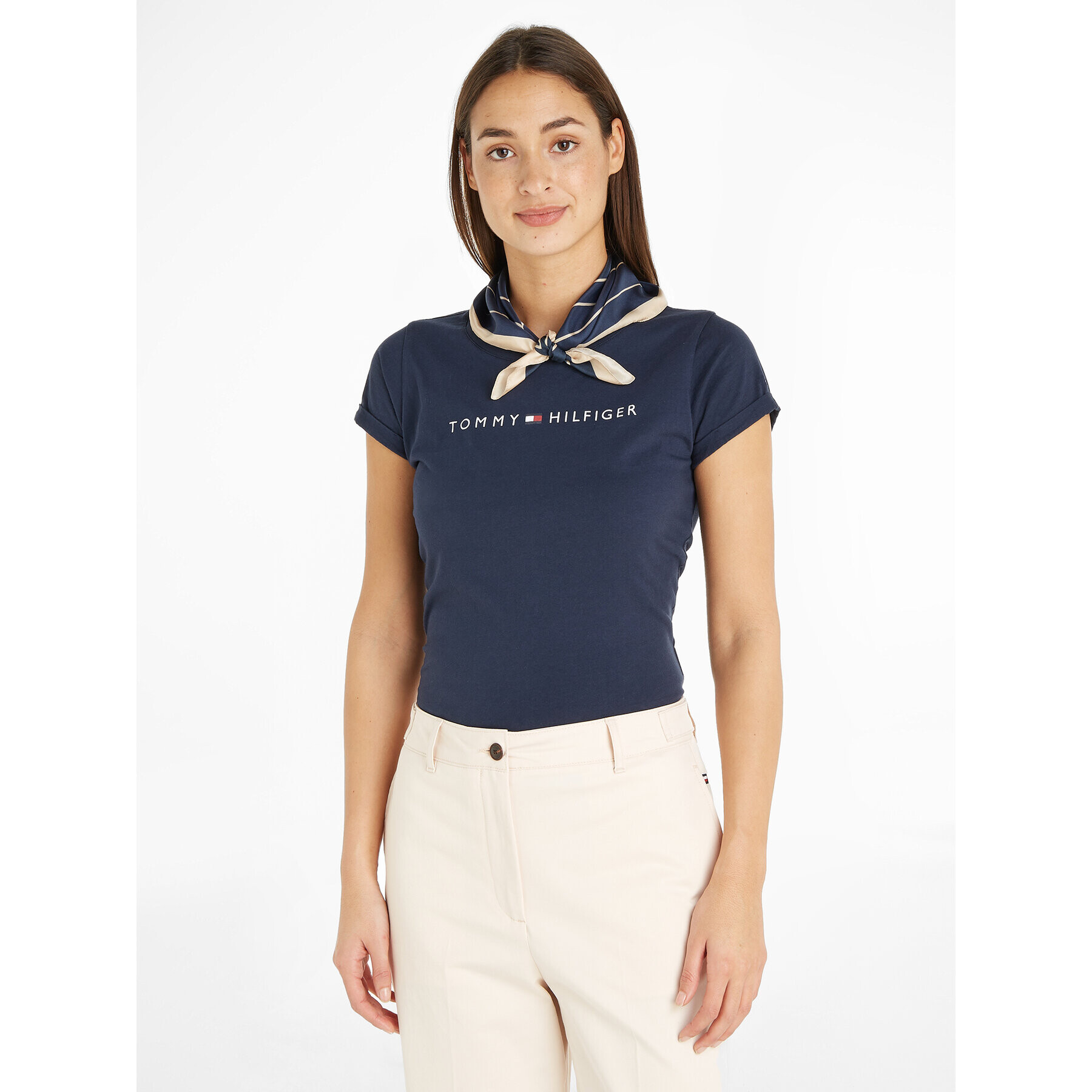 Tommy Hilfiger Naglavna ruta Monogram All Over Silk & Box AW0AW15807 Mornarsko modra - Pepit.si