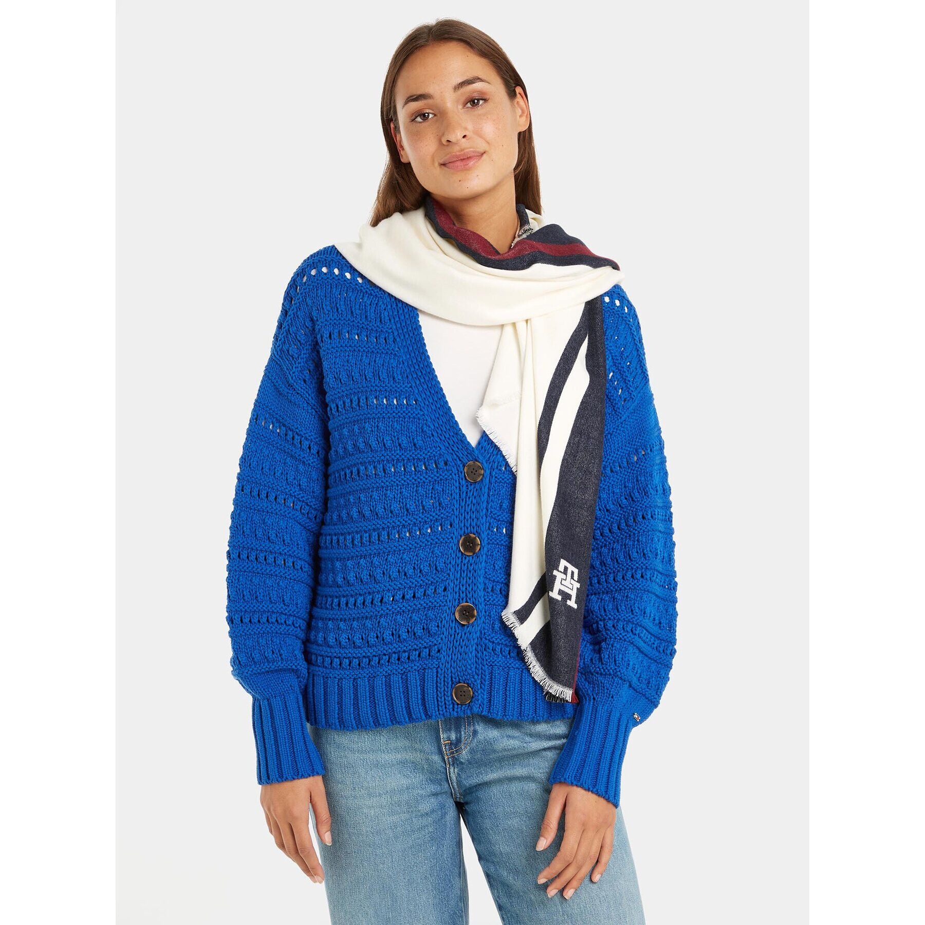 Tommy Hilfiger Naglavna ruta Th Femme Large Square AW0AW15537 Bež - Pepit.si