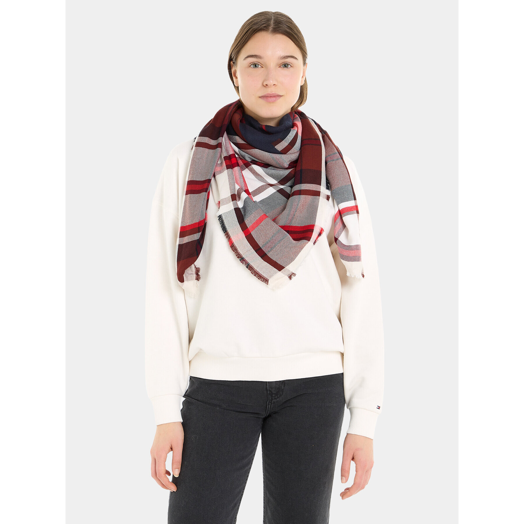 Tommy Hilfiger Naglavna ruta Tommy Check Large Square AW0AW15330 Mornarsko modra - Pepit.si