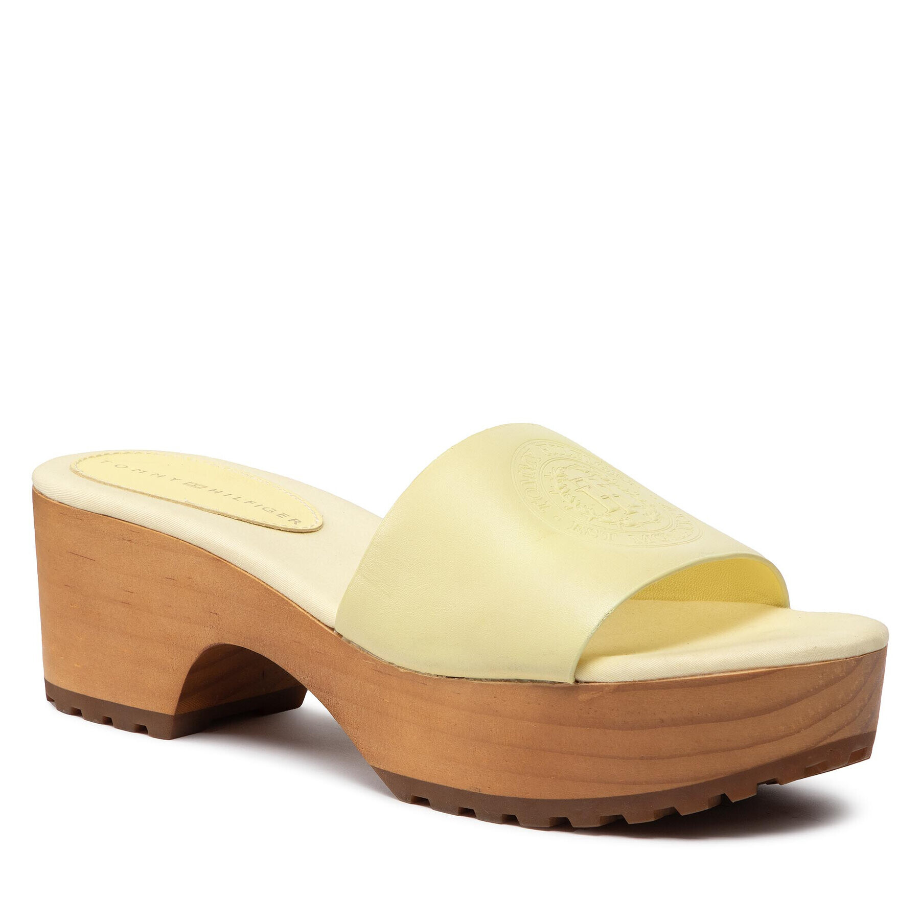 Tommy Hilfiger Natikači Feminine Mid Heel Clog Sandal FW0FW06241 Rumena - Pepit.si