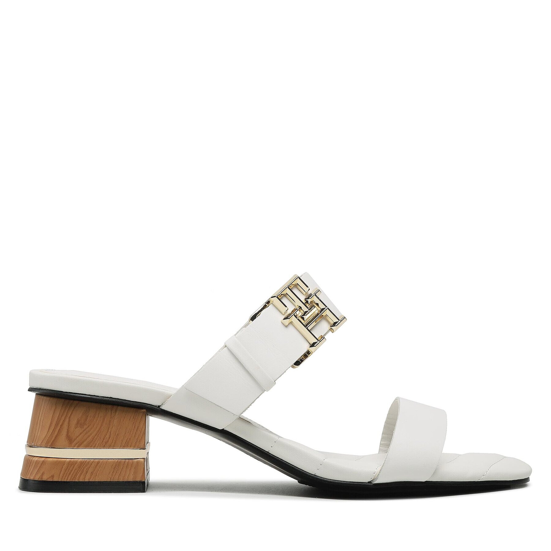 Tommy Hilfiger Natikači Hardware Block Mid Heel FW0FW07017 Bela - Pepit.si