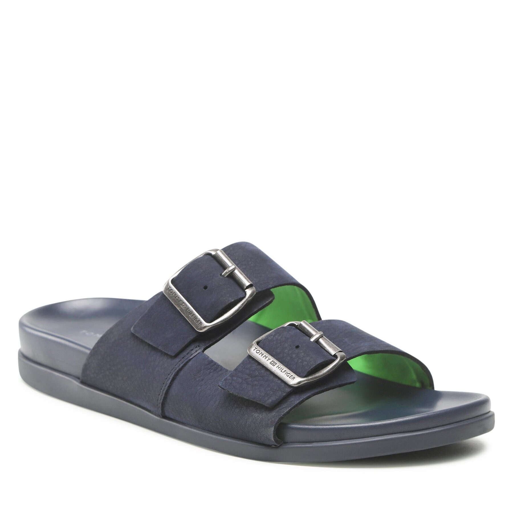 Tommy Hilfiger Natikači Hilfiger Nubuck Buckles Sandal FM0FM04459 Mornarsko modra - Pepit.si