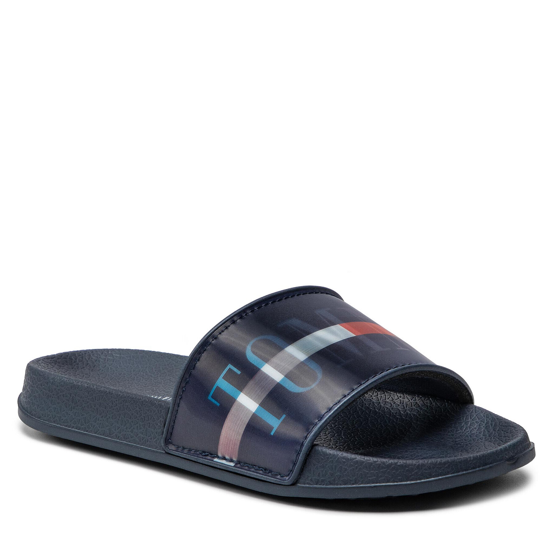 Tommy Hilfiger Natikači Holographic Pool Slide T3B0-32276-1172 M Mornarsko modra - Pepit.si