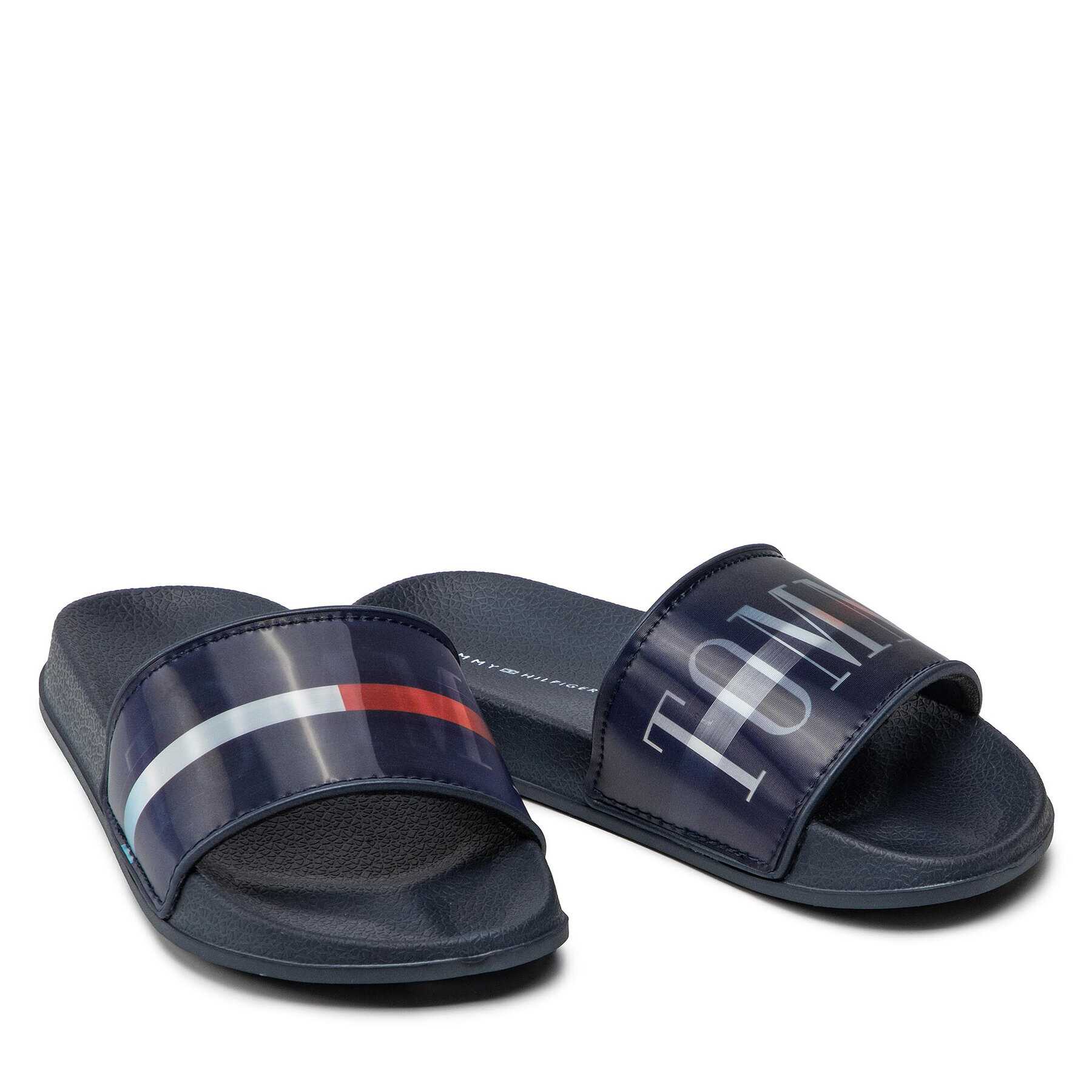 Tommy Hilfiger Natikači Holographic Pool Slide T3B0-32276-1172 M Mornarsko modra - Pepit.si