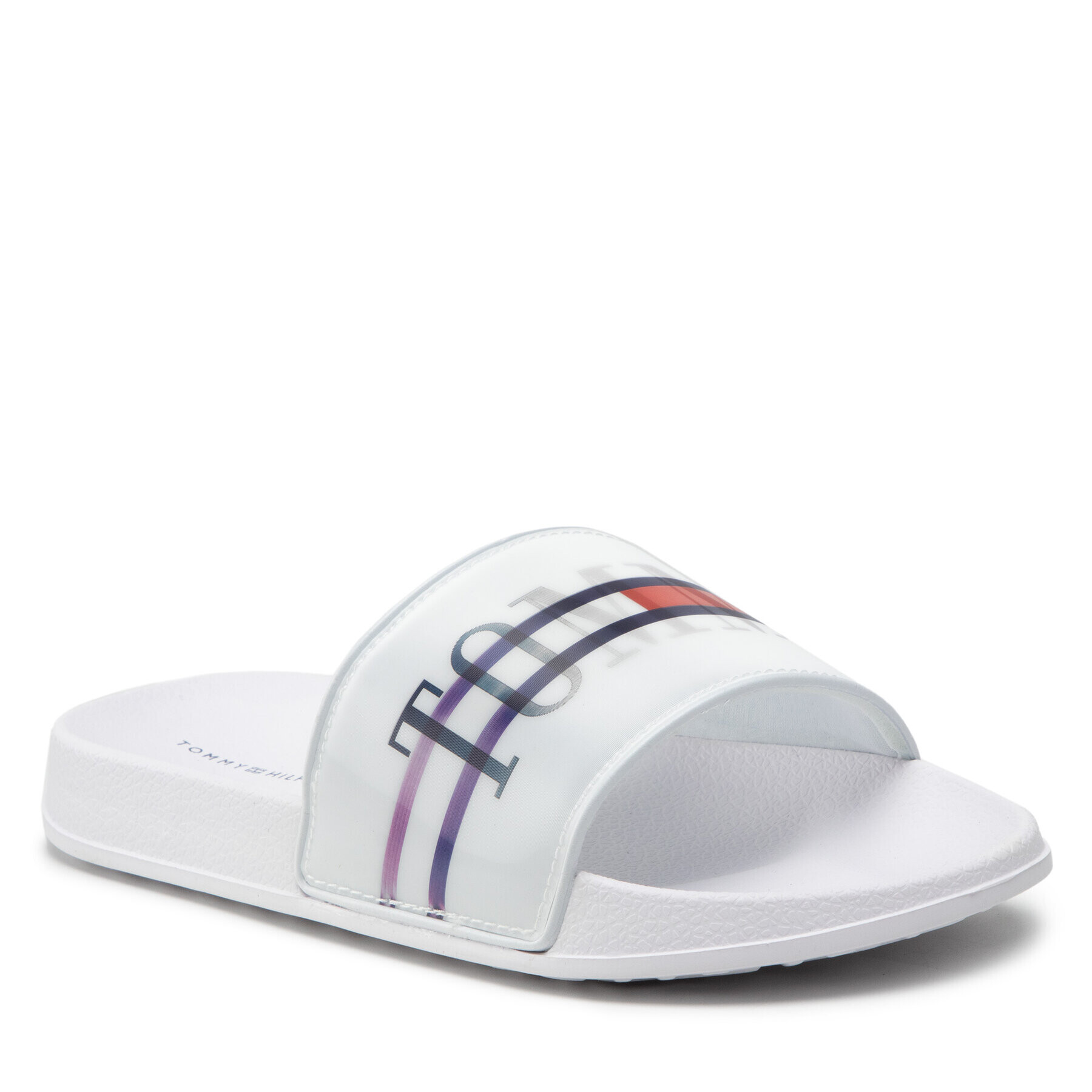 Tommy Hilfiger Natikači Holographic Pool Slide T3B0-32276-1172 S Bela - Pepit.si