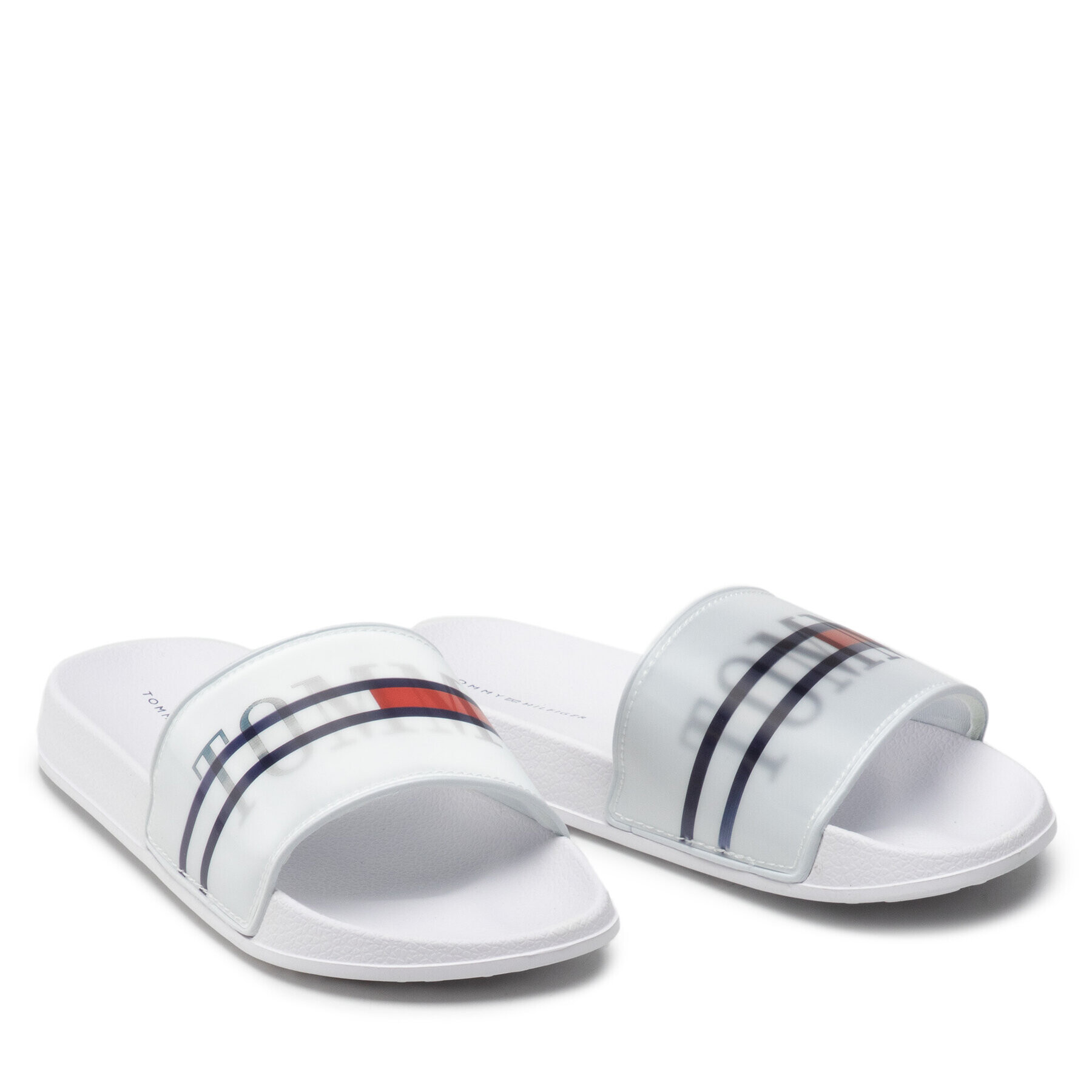 Tommy Hilfiger Natikači Holographic Pool Slide T3B0-32276-1172 S Bela - Pepit.si