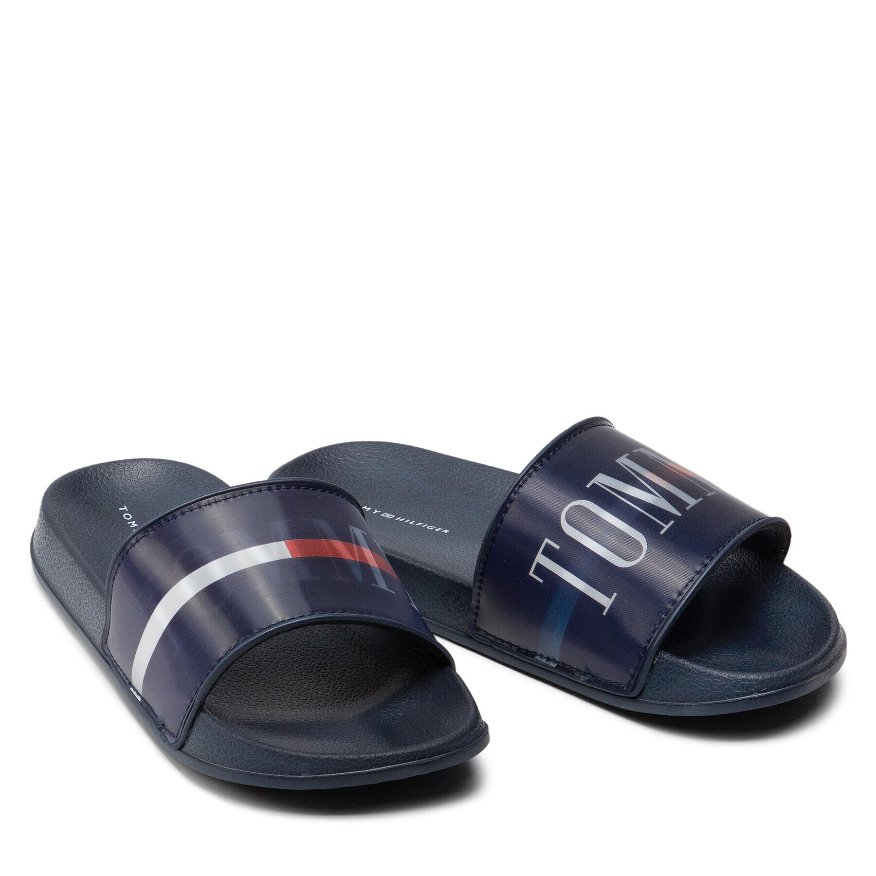 Tommy Hilfiger Natikači Holographic Pool Slide T3B0-32276-1172 S Mornarsko modra - Pepit.si