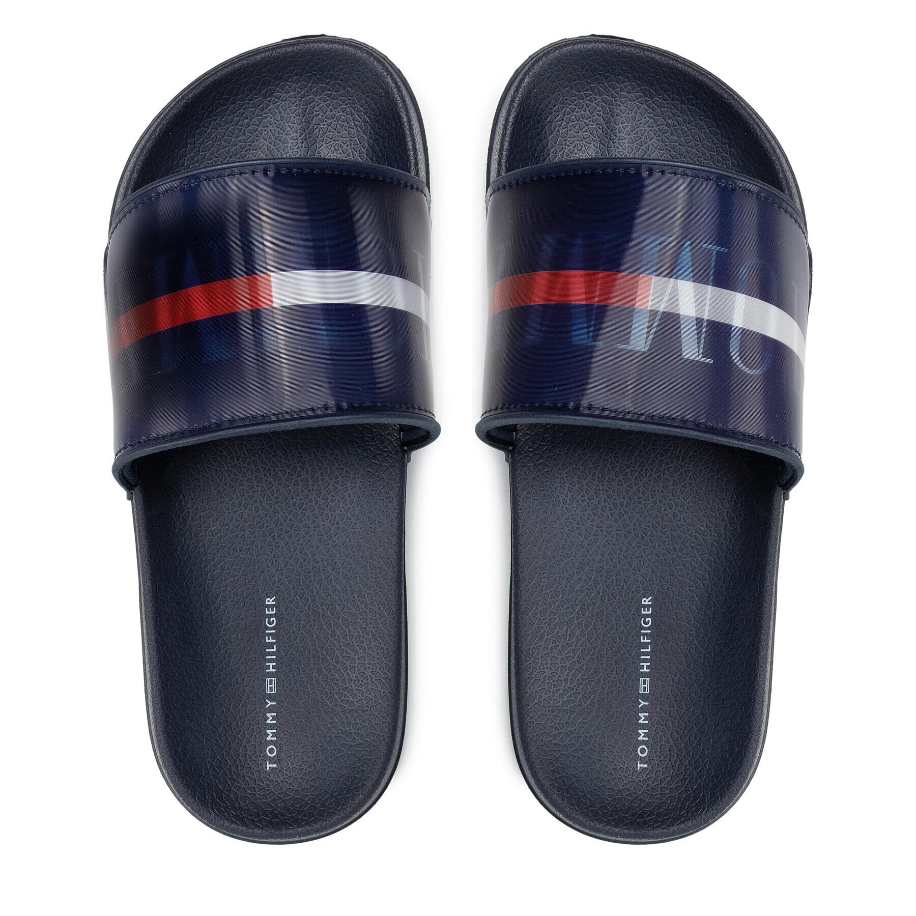 Tommy Hilfiger Natikači Holographic Pool Slide T3B0-32276-1172 S Mornarsko modra - Pepit.si