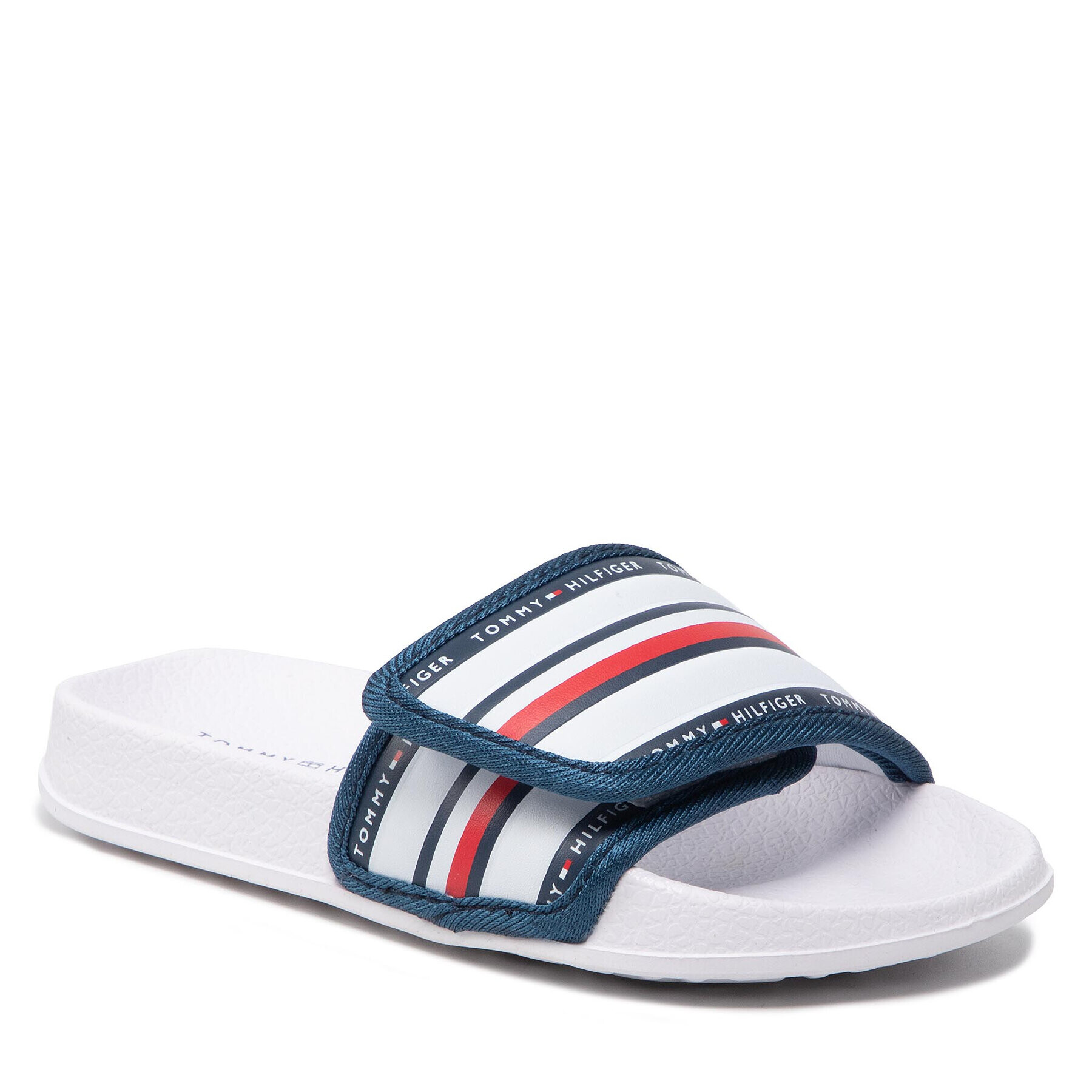 Tommy Hilfiger Natikači Maxi Velcro Pool Slide T3B0-32272-1172 M Bela - Pepit.si