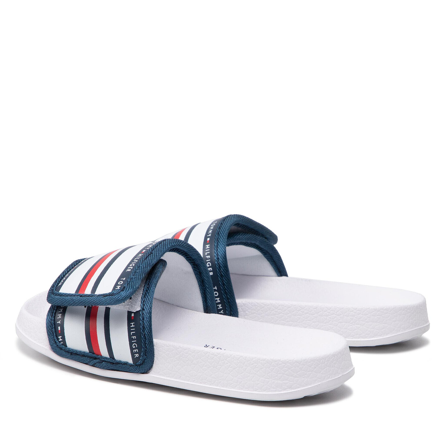 Tommy Hilfiger Natikači Maxi Velcro Pool Slide T3B0-32272-1172 M Bela - Pepit.si