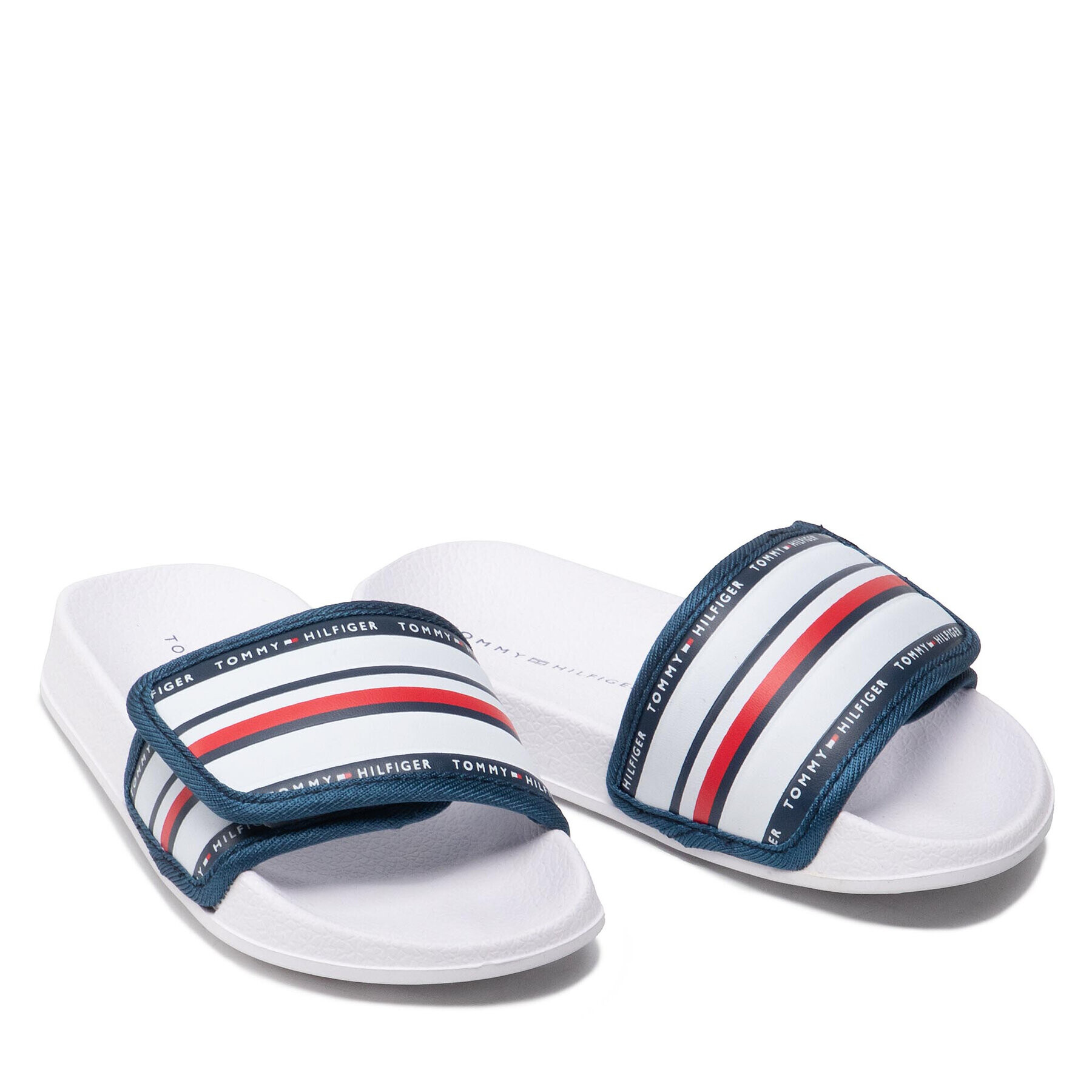 Tommy Hilfiger Natikači Maxi Velcro Pool Slide T3B0-32272-1172 M Bela - Pepit.si