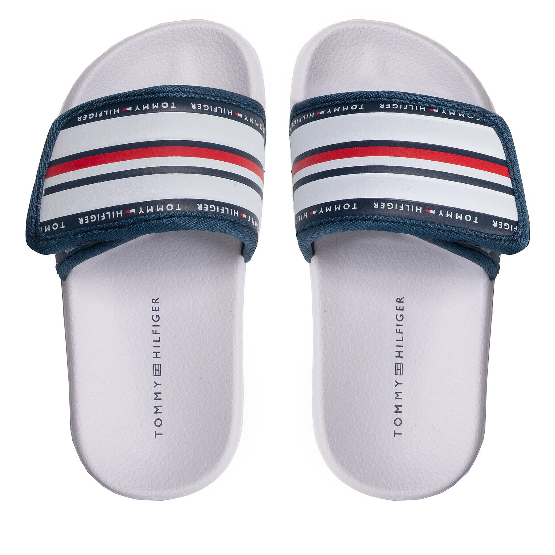 Tommy Hilfiger Natikači Maxi Velcro Pool Slide T3B0-32272-1172 M Bela - Pepit.si