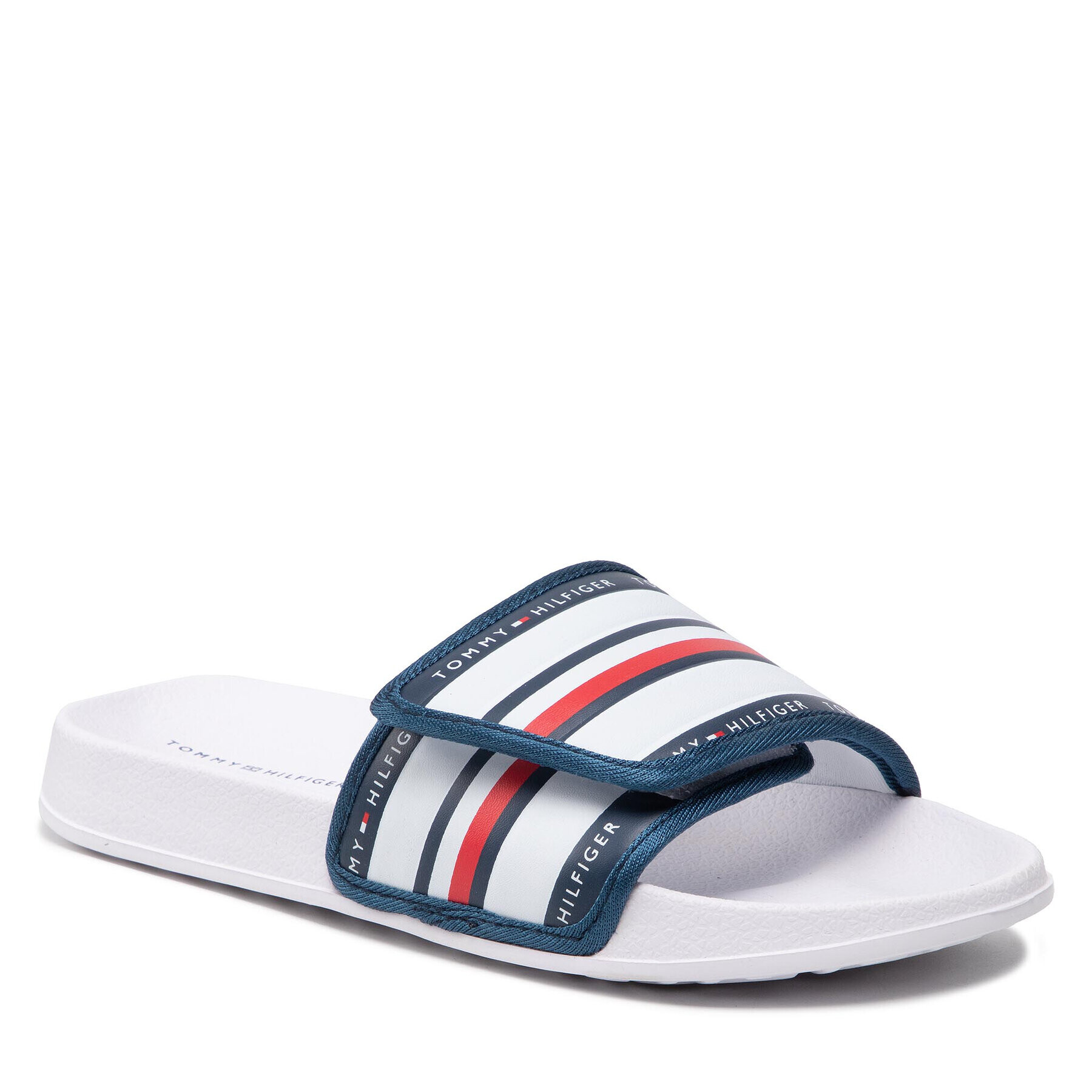 Tommy Hilfiger Natikači Maxi Velcro Pool Slide T3B0-32272-1172 S Bela - Pepit.si