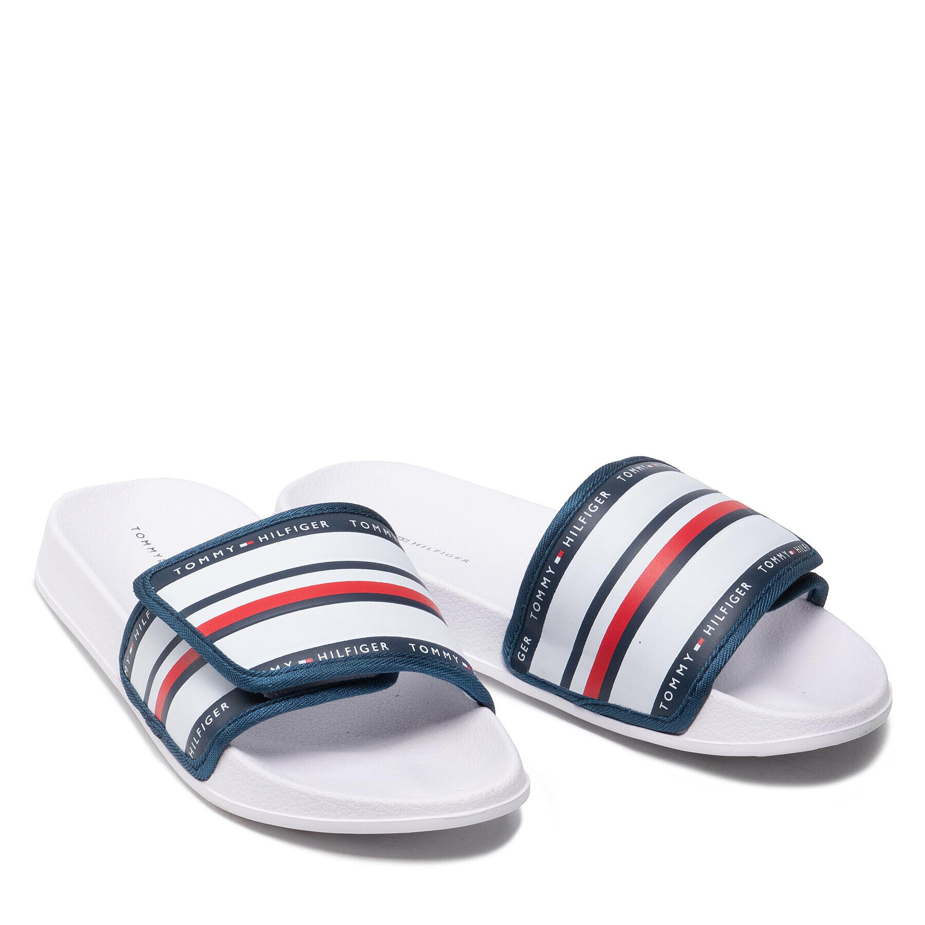 Tommy Hilfiger Natikači Maxi Velcro Pool Slide T3B0-32272-1172 S Bela - Pepit.si