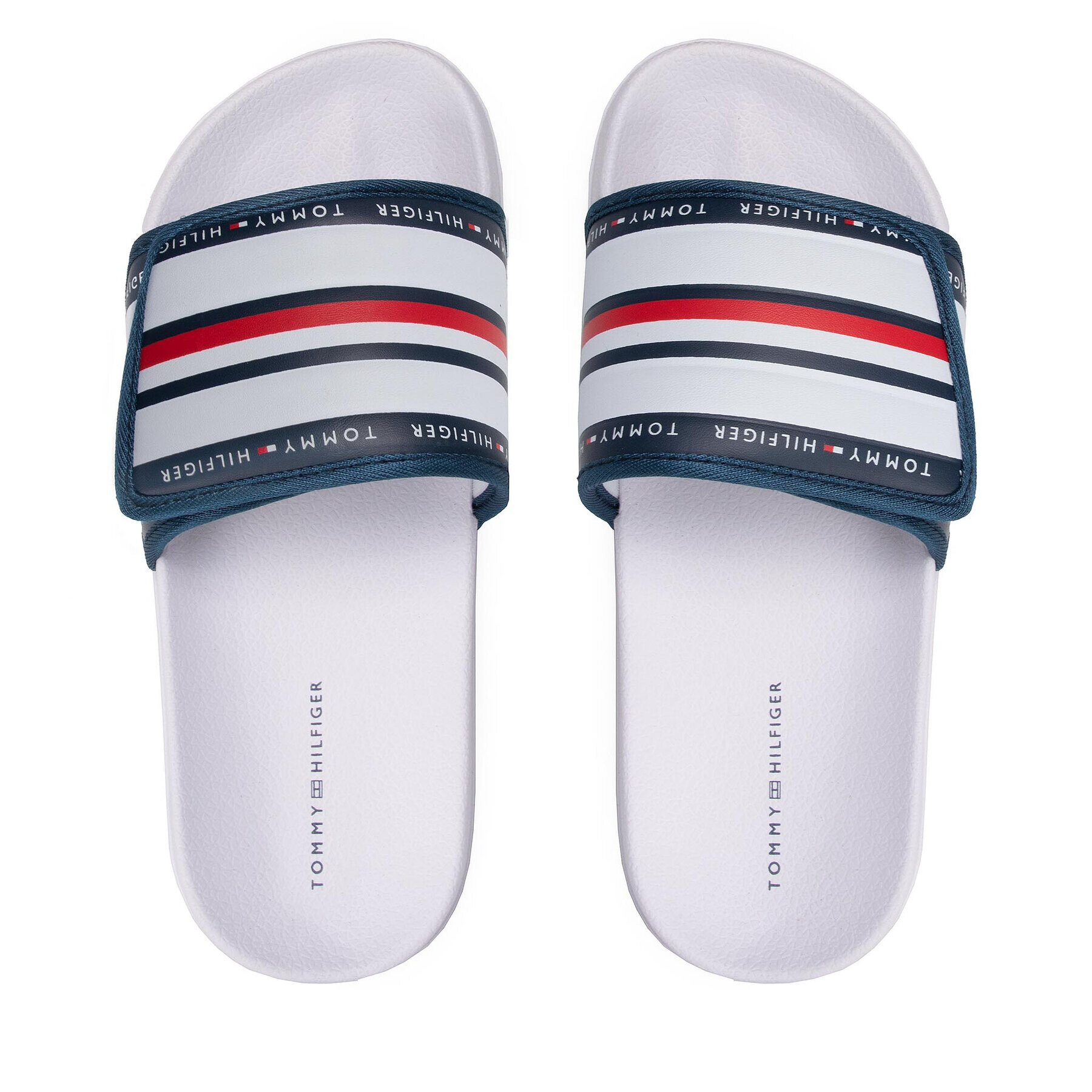 Tommy Hilfiger Natikači Maxi Velcro Pool Slide T3B0-32272-1172 S Bela - Pepit.si