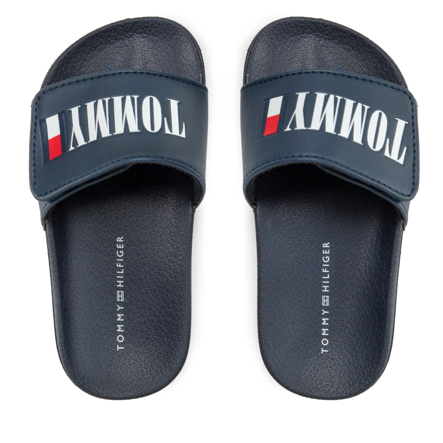 Tommy Hilfiger Natikači Maxi Velcro Pool Slide T3B0-32575-1172 M Mornarsko modra - Pepit.si