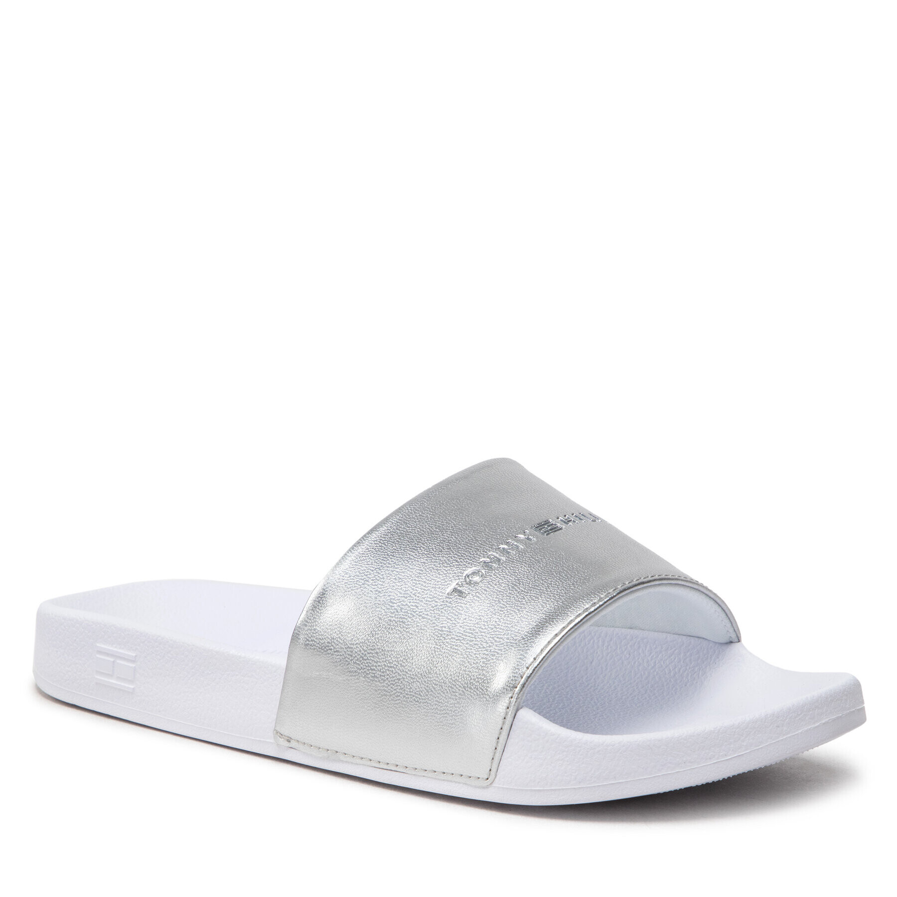 Tommy Hilfiger Natikači Metallic Pool Slide FW0FW06834 Srebrna - Pepit.si