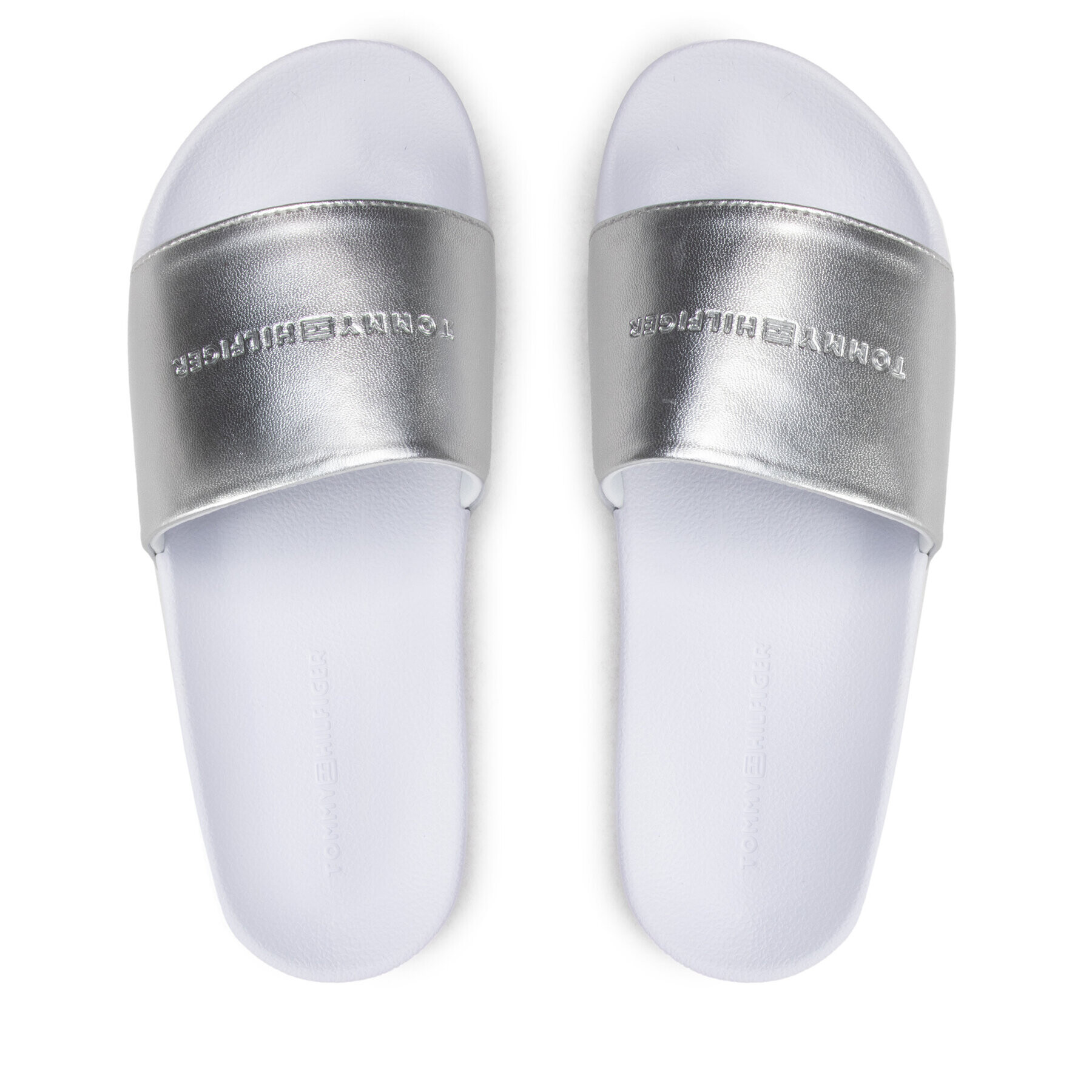 Tommy Hilfiger Natikači Metallic Pool Slide FW0FW06834 Srebrna - Pepit.si