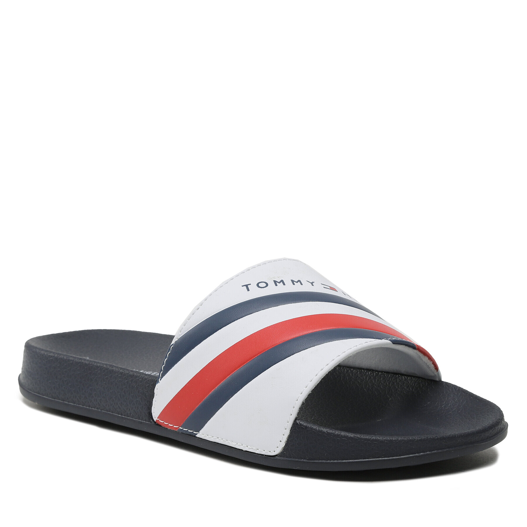 Tommy Hilfiger Natikači Stripes Pool Slide T3B0-32932-1172 S Bela - Pepit.si