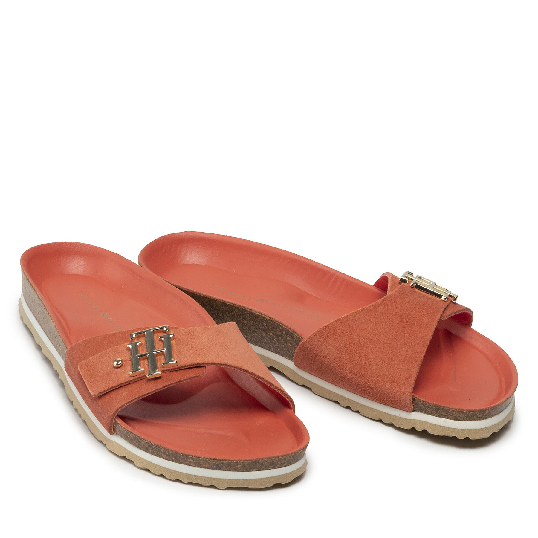 Tommy Hilfiger Natikači Th Molded Footbed Flat Sandal FW0FW06244 Oranžna - Pepit.si