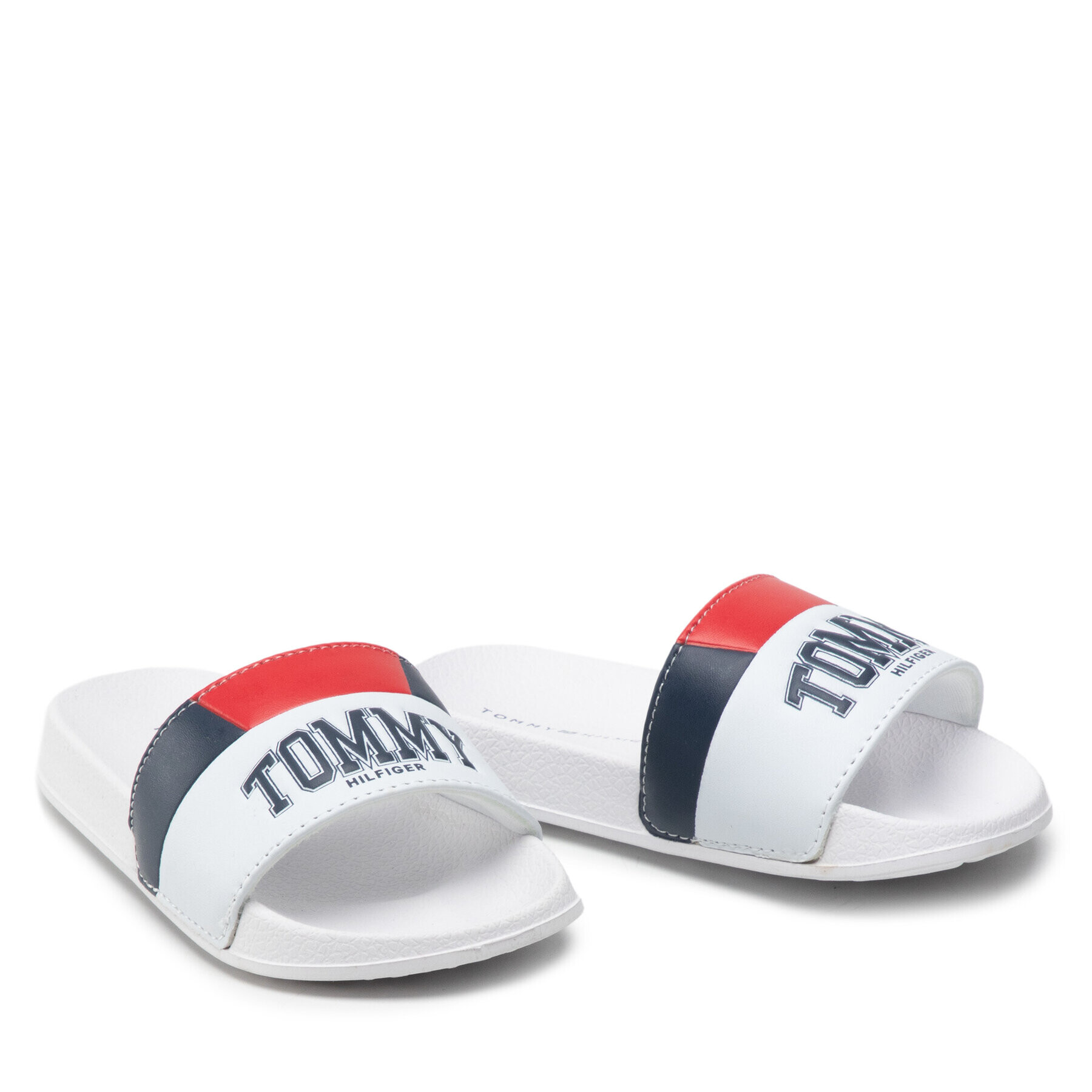 Tommy Hilfiger Natikači Varsity Print Pool Slide T3B0-32274-1172 M Bela - Pepit.si