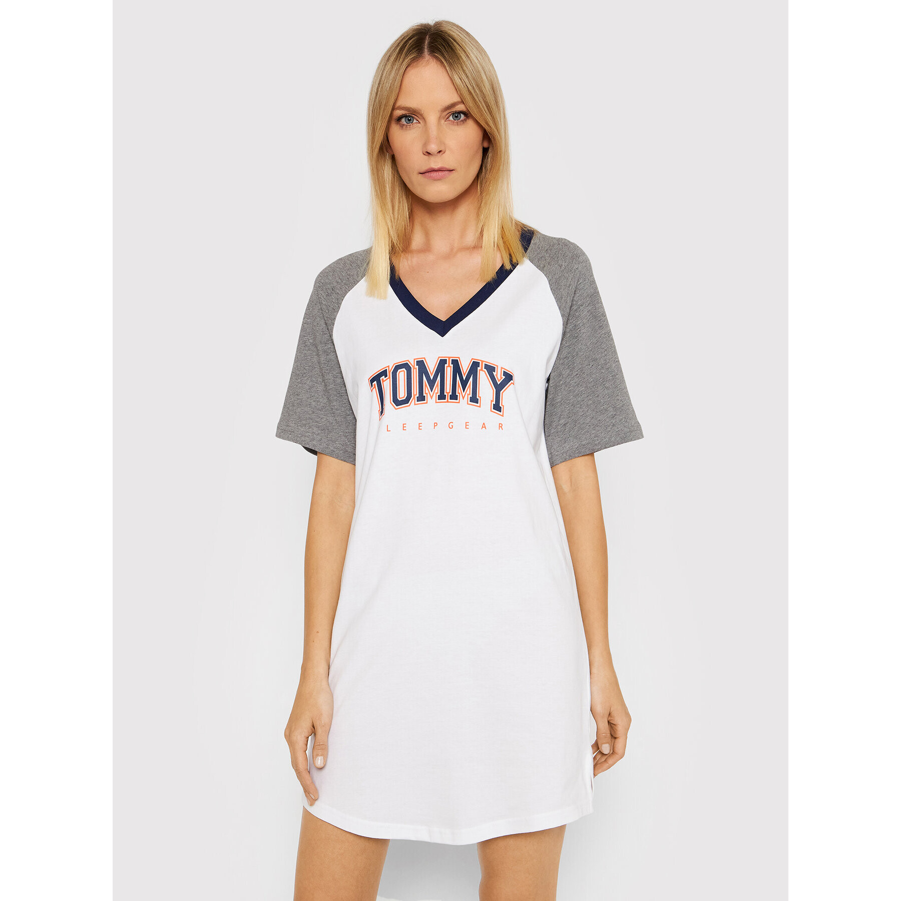 Tommy Hilfiger Nočna srajca UW0UW03216 Bela Regular Fit - Pepit.si