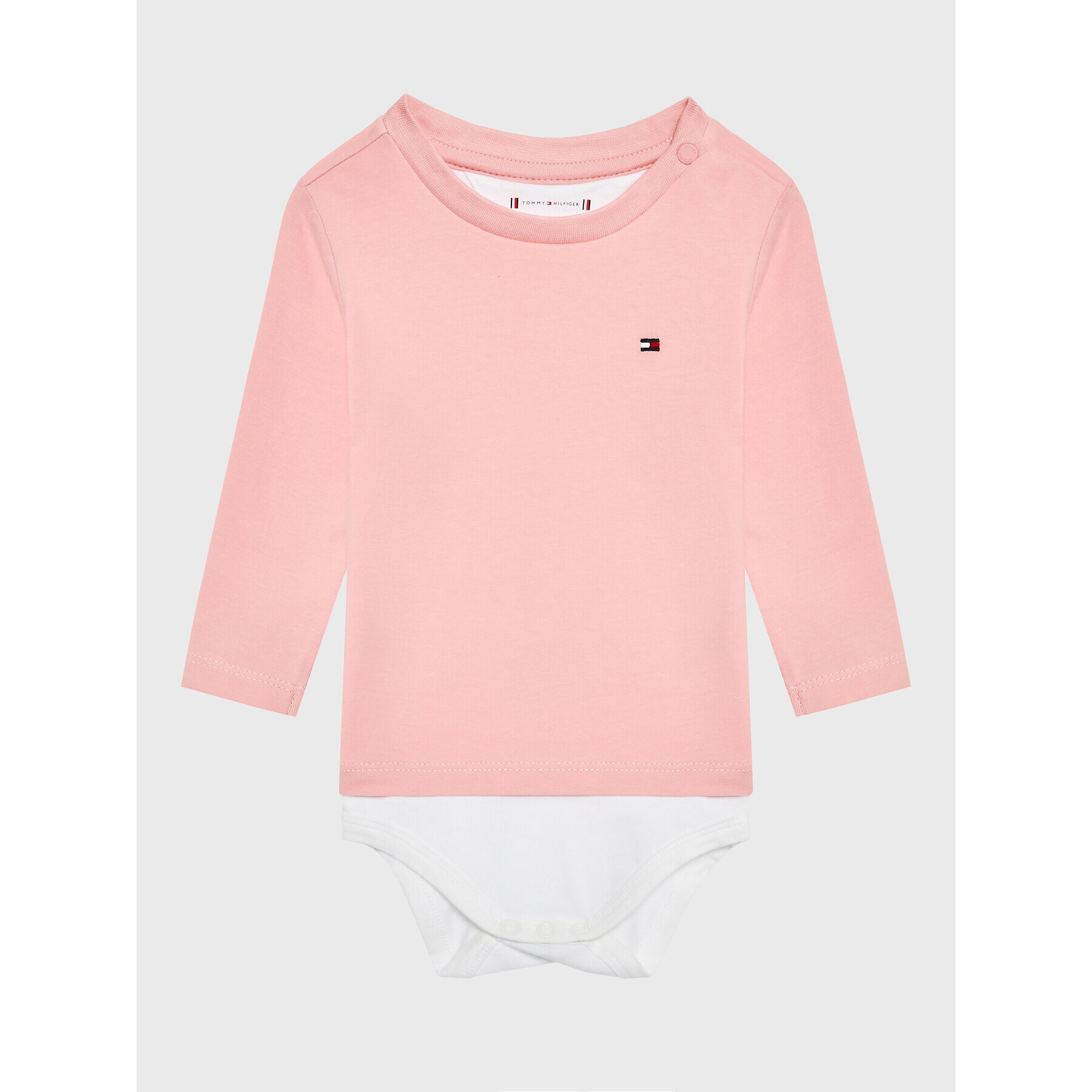 Tommy Hilfiger Otroški bodi Baby Solid KN0KN01408 Roza Regular Fit - Pepit.si