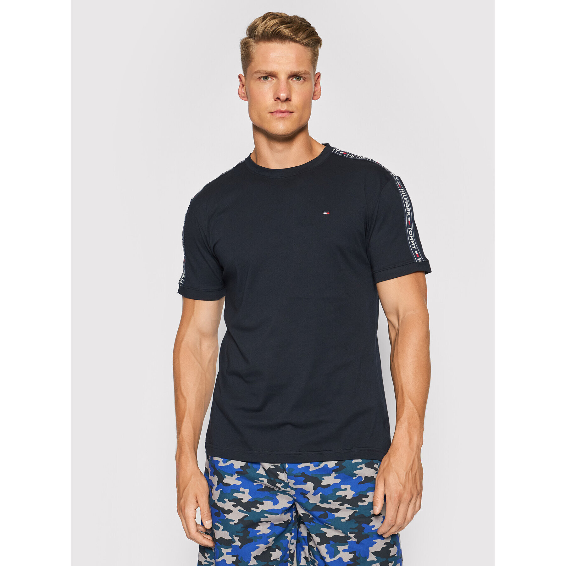 Tommy Hilfiger Pižama Cn Ss Short Woven Set UM0UM02171 Mornarsko modra - Pepit.si